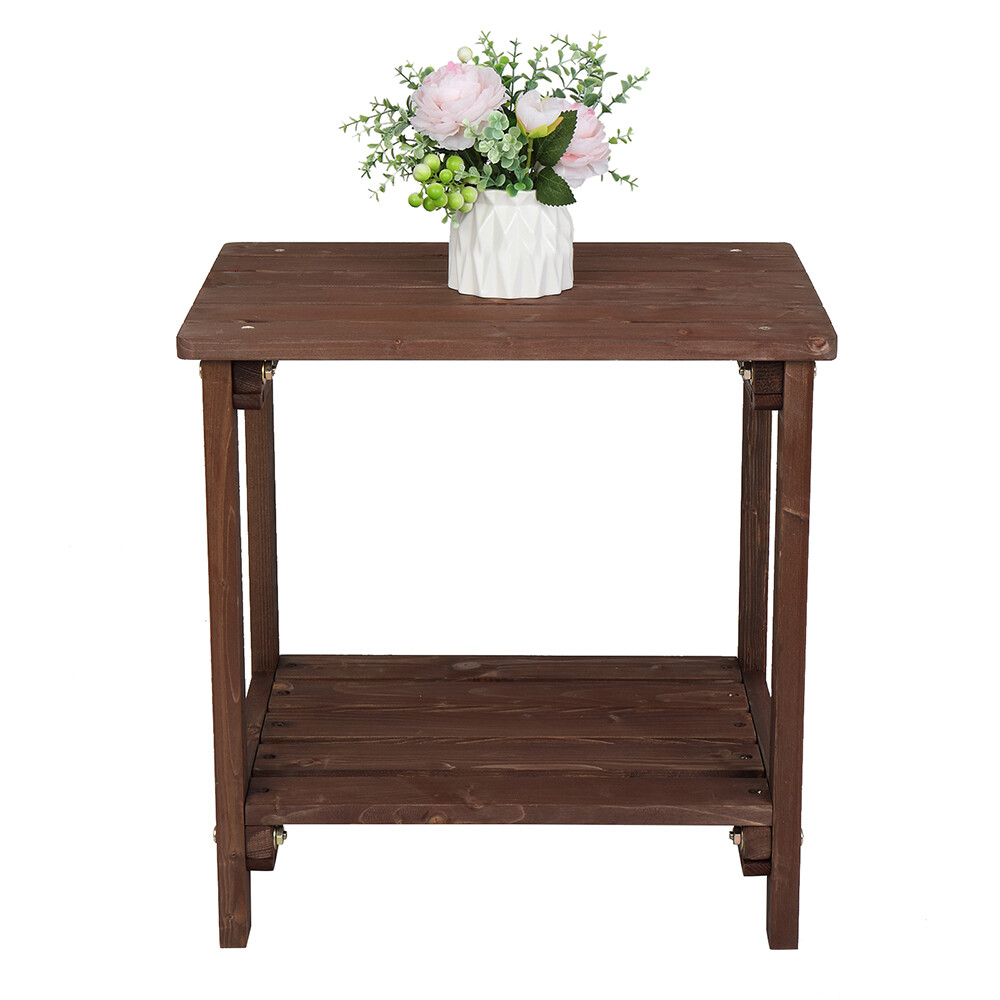 Rectangular Wood Side End Table Light Brown