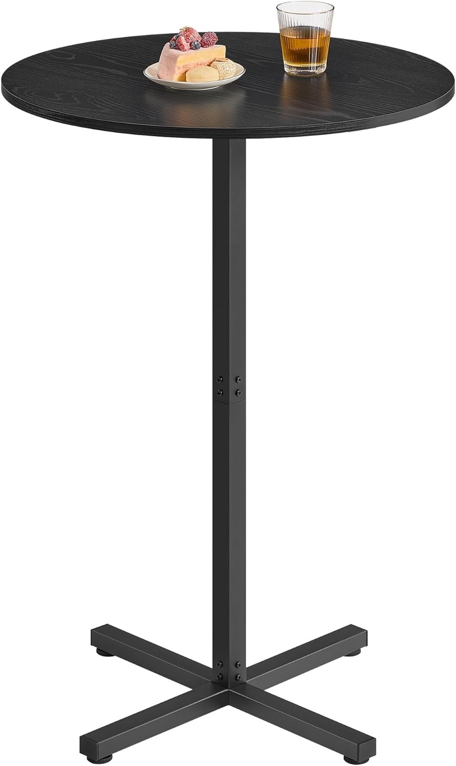 VASAGLE Round Cocktail Table, High Top Bar Pub Table with Metal Frame and Cross