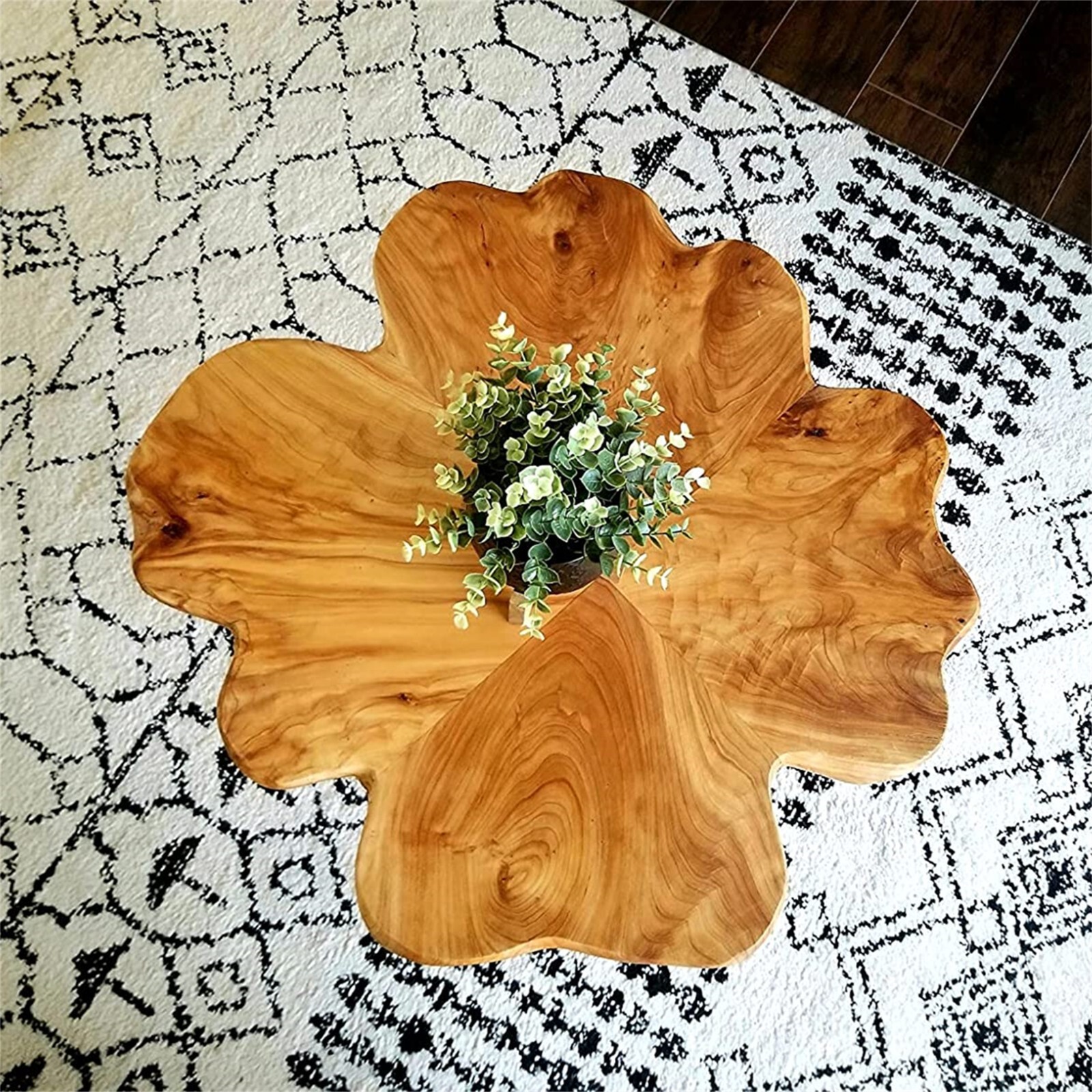 Greenage Natural Cedar Root Live Edge Coffee Table with Hairpin Legs Heavy Thick