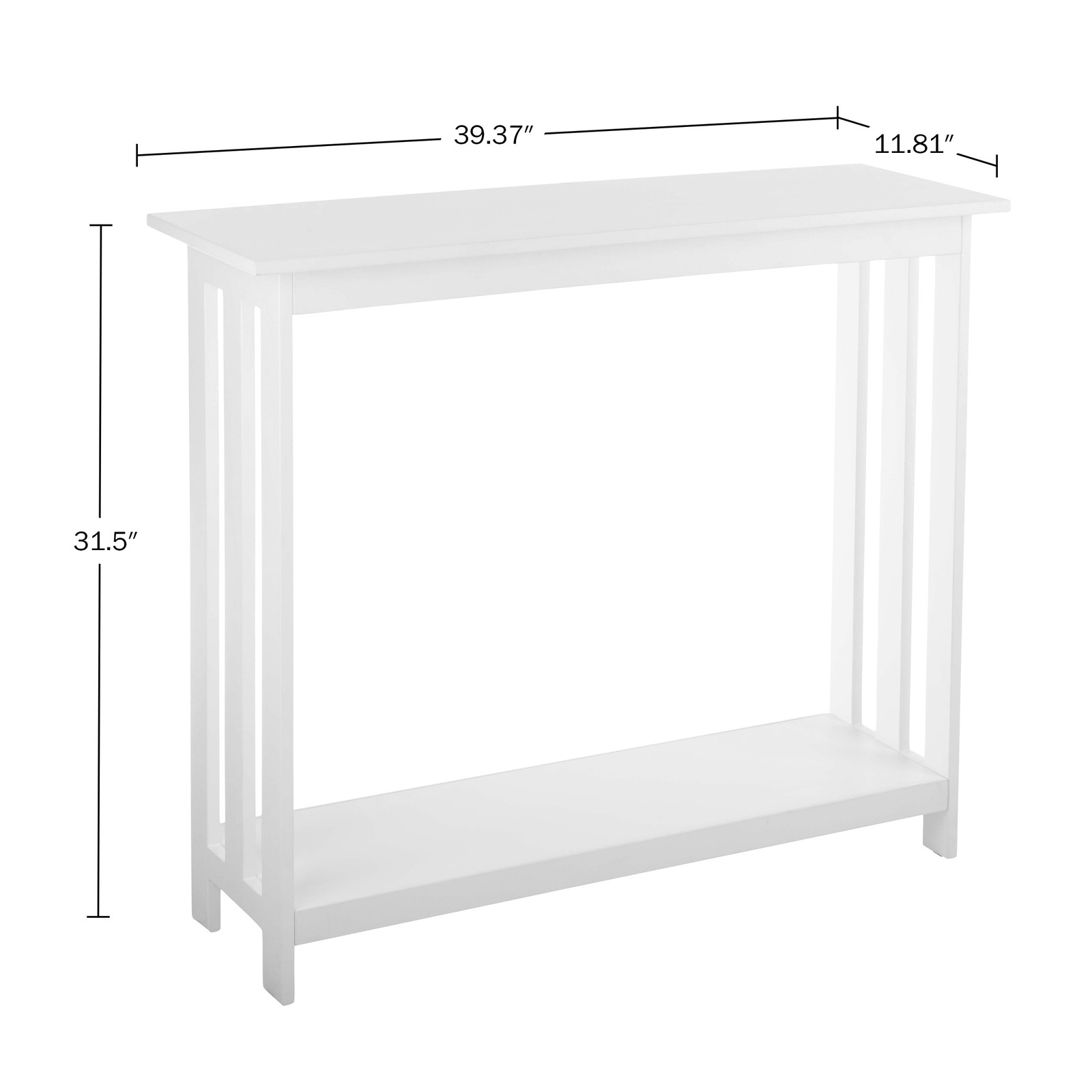Console Table 39×11.8in Narrow Table 2-Tier Sofa Table with Storage Shelf, White