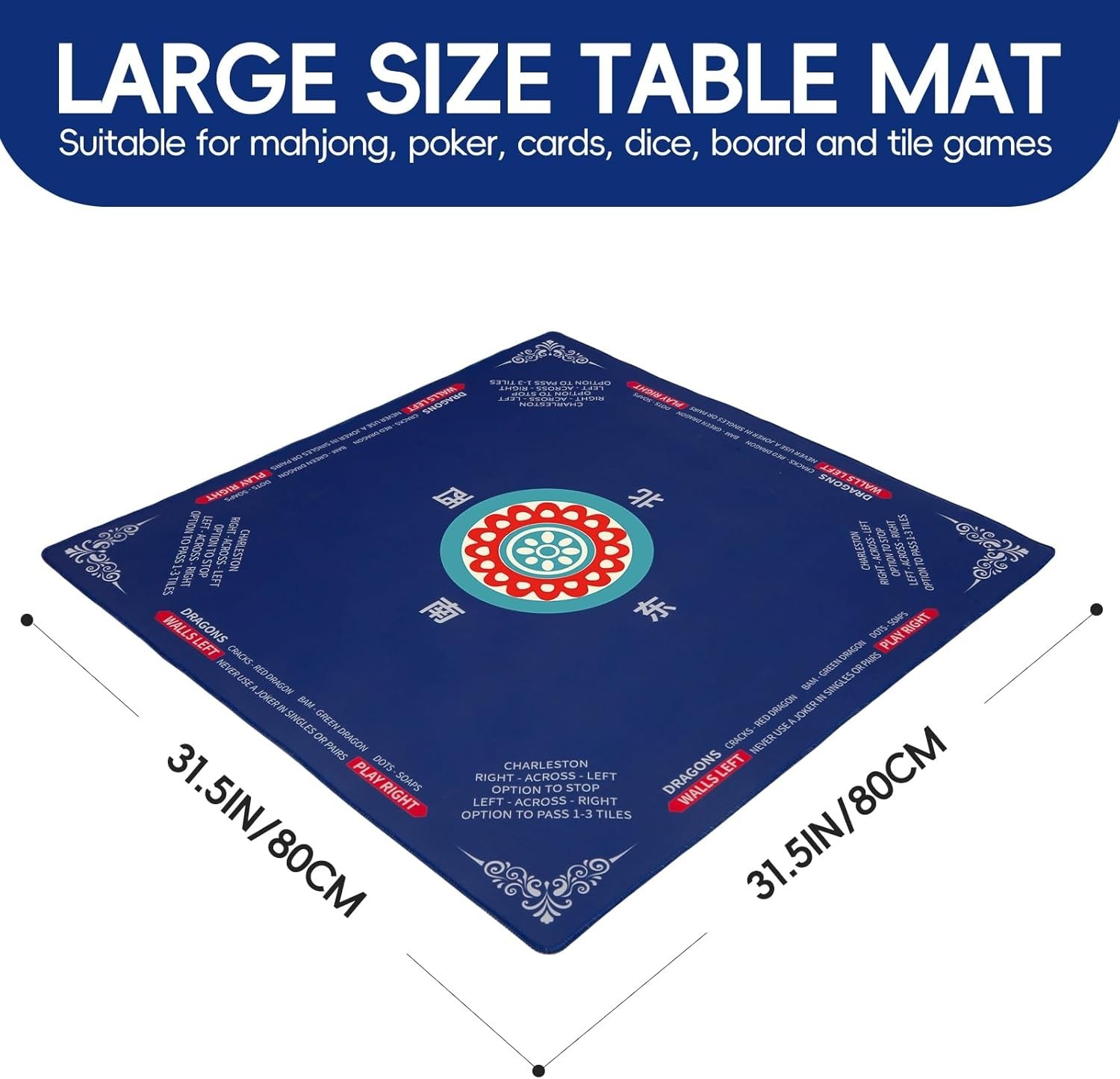 Luxury Non-Slip Gaming Mat 31.5”x31.5” with Portable Carry Bag – Navy Design