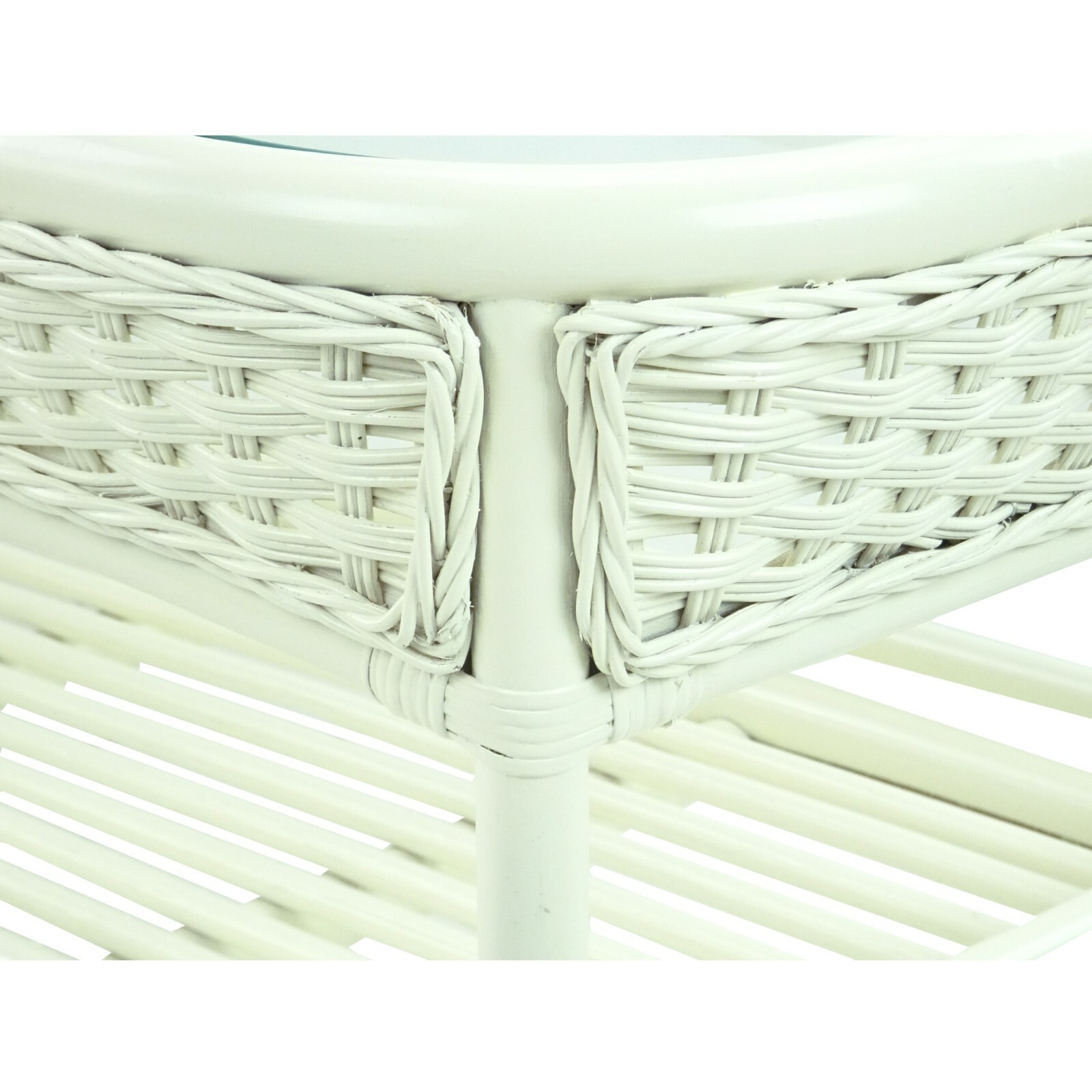 Alexa Rectangular Coffee Table White Color Natural Rattan Wicker Handmade Design