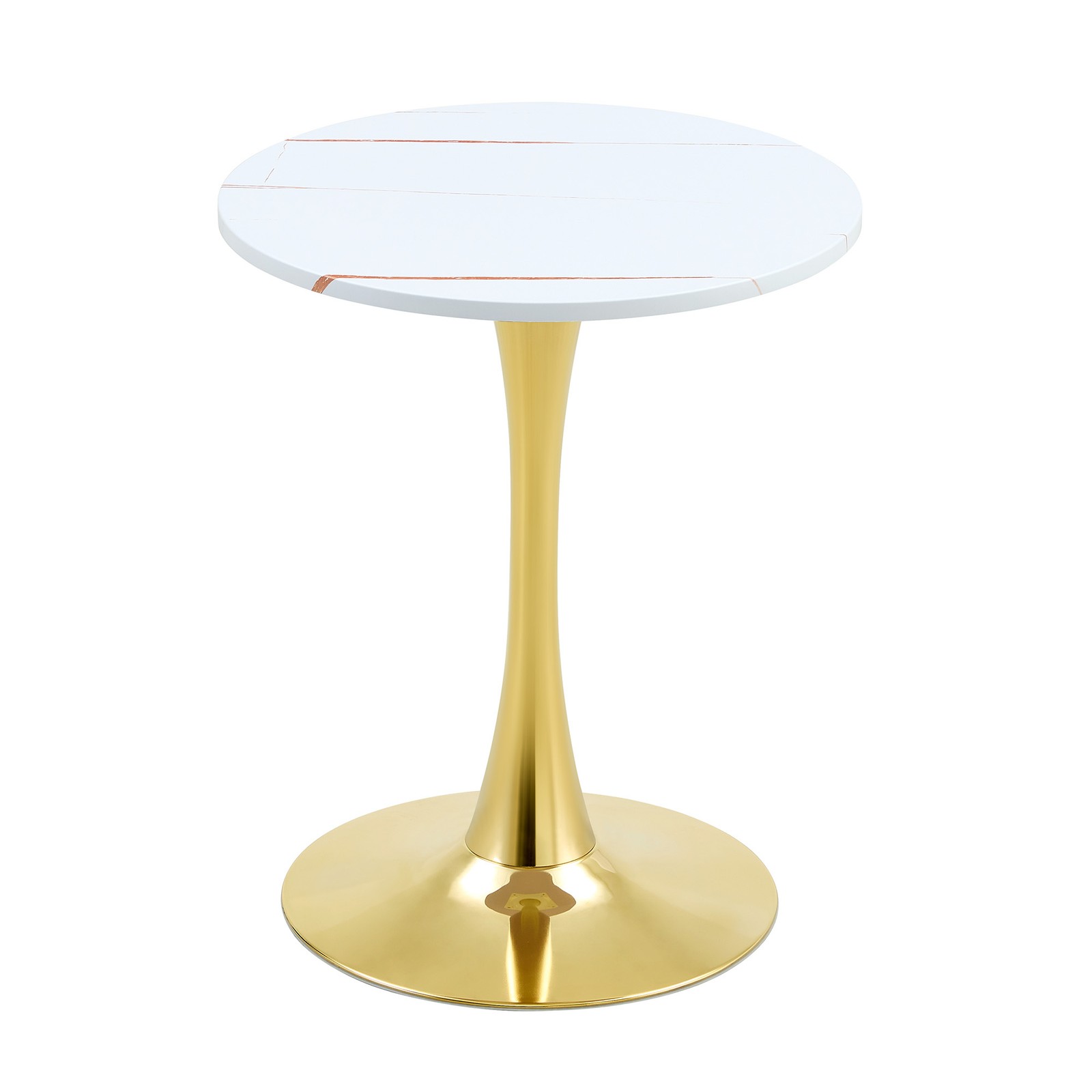 Round Tulip Dining Table 23.6″ White MDF Top Metal Pedestal Base