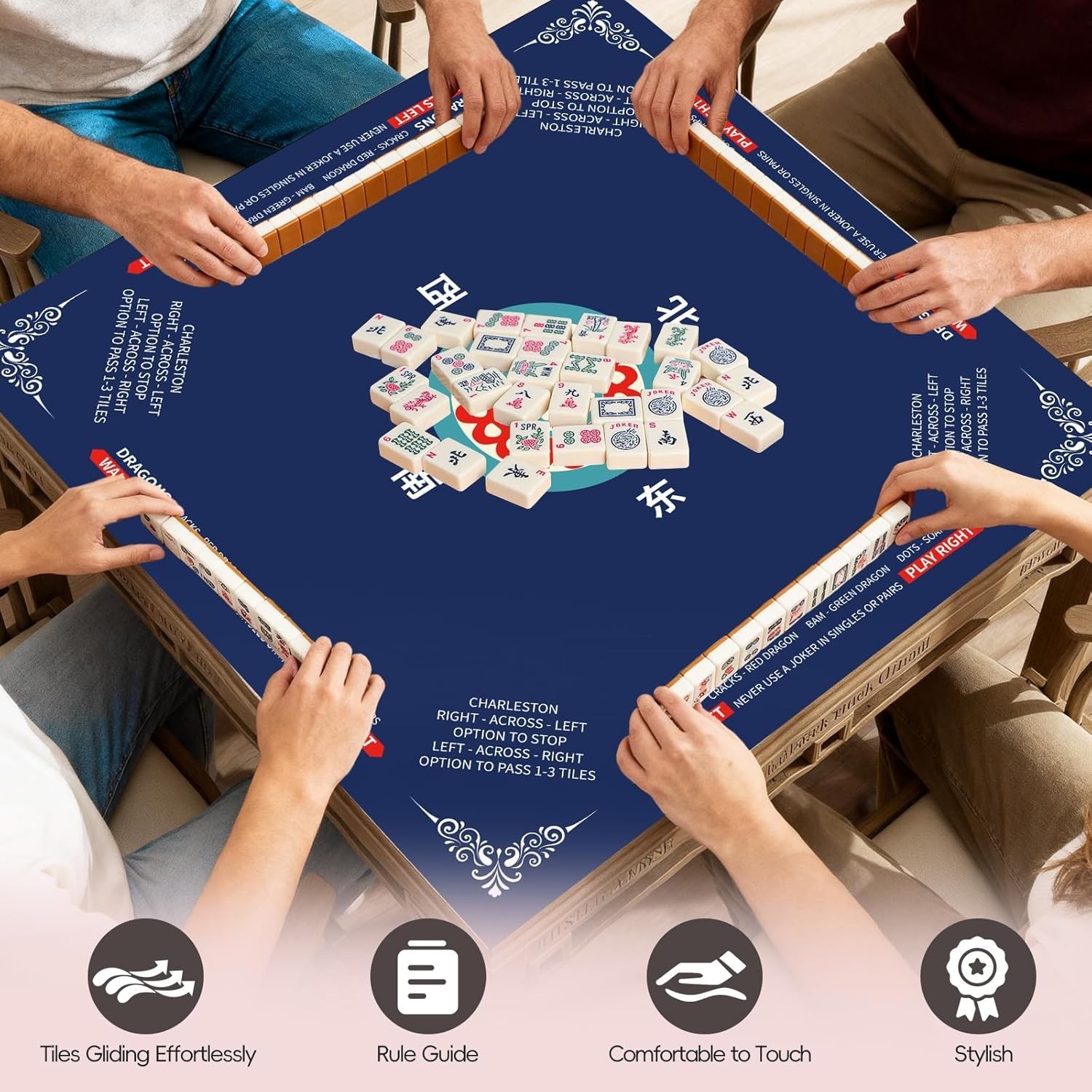 Luxury Non-Slip Gaming Mat 31.5”x31.5” with Portable Carry Bag – Navy Design