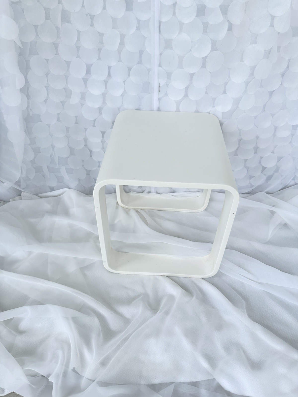 Vintage White Square MODERN CONTEMPORARY End Table OPEN Corian Stone Art Display