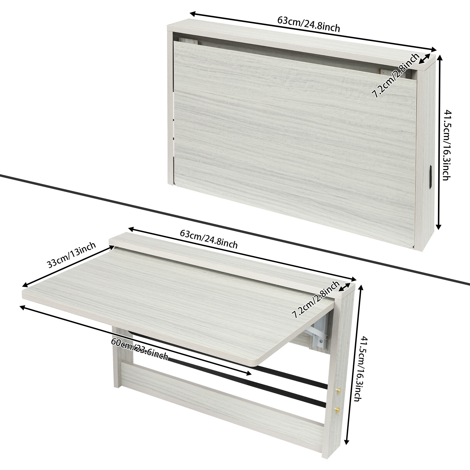 Wall-mounted Folding Table 90° Foldable Wall Table Fold Down Table 24.8×16.3 in