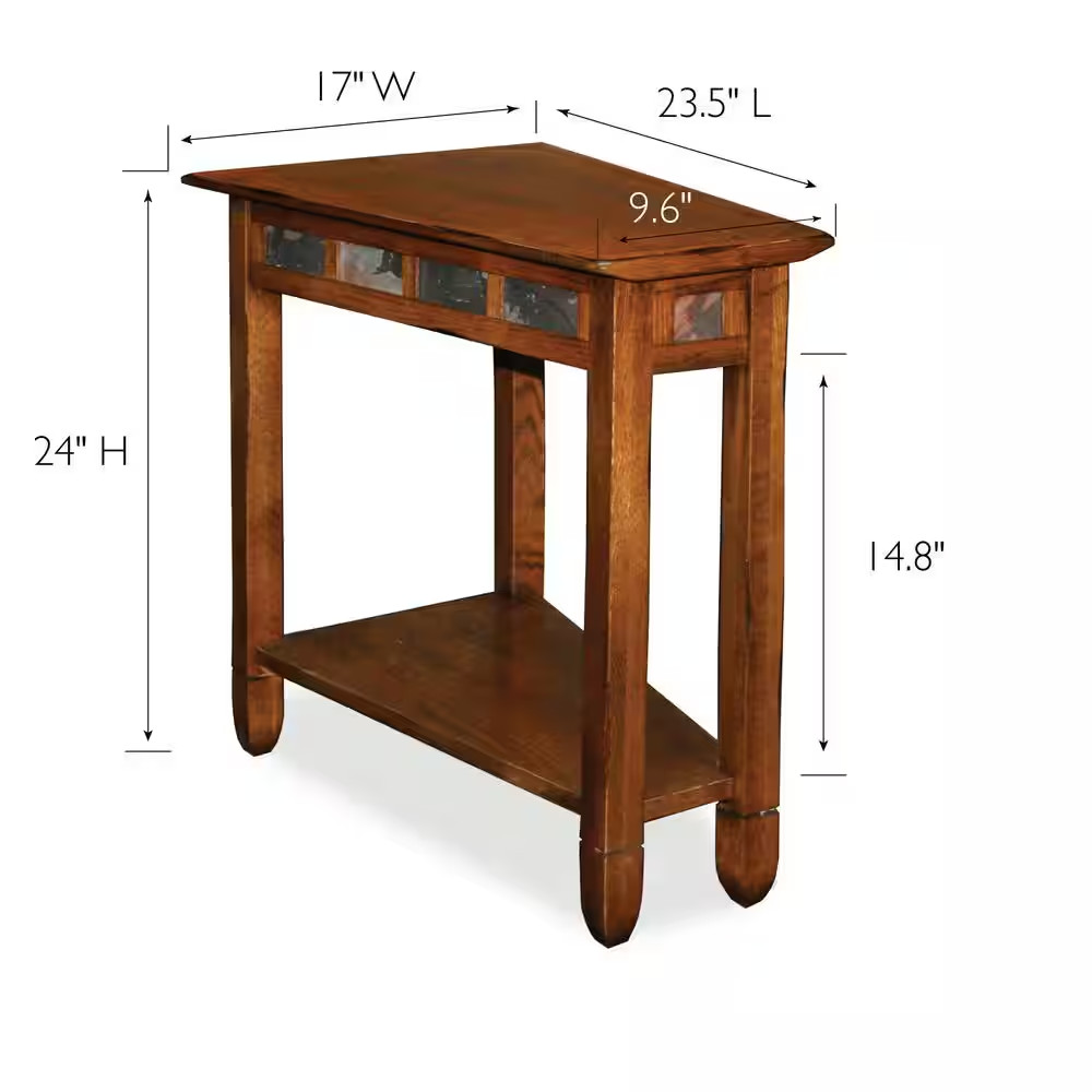 17 In. W X 23.5 In. D Rustic Wood with Rustic Slate Highlights Wedge Shaped Wood