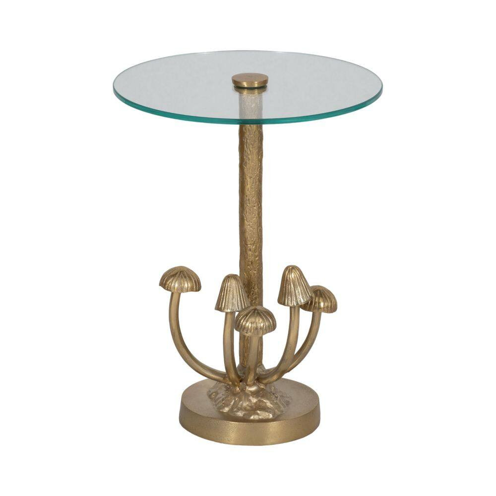 15 In. Gold round Glass Accent Table