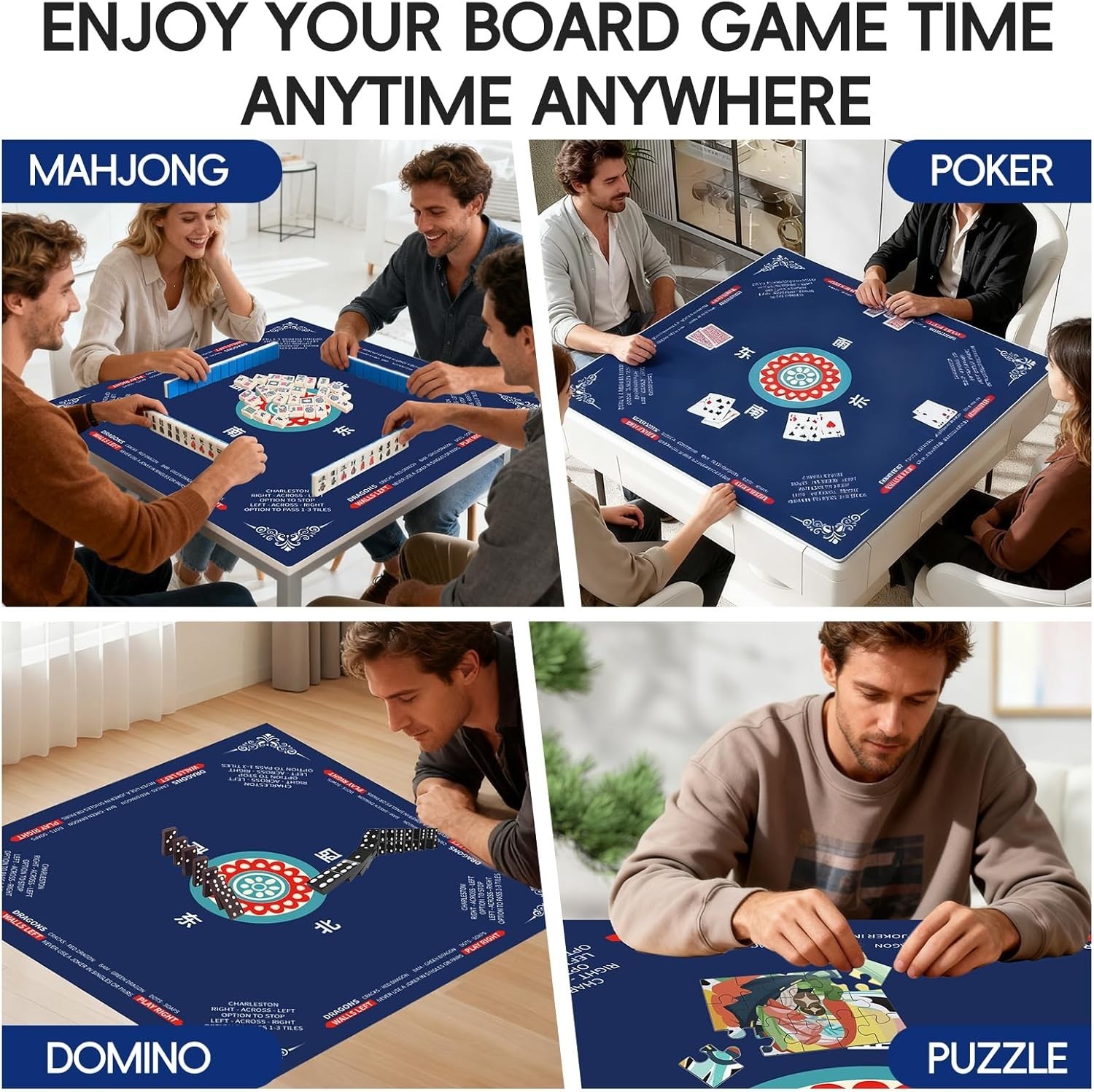 Luxury Non-Slip Gaming Mat 31.5”x31.5” with Portable Carry Bag – Navy Design
