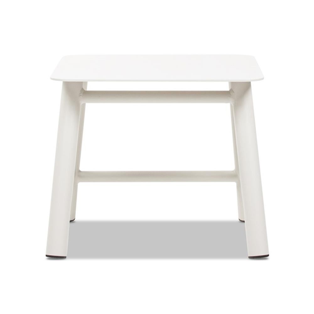 Pemberly Row 19.5″ Square Outdoor Patio Side Table in Light Beige Gray