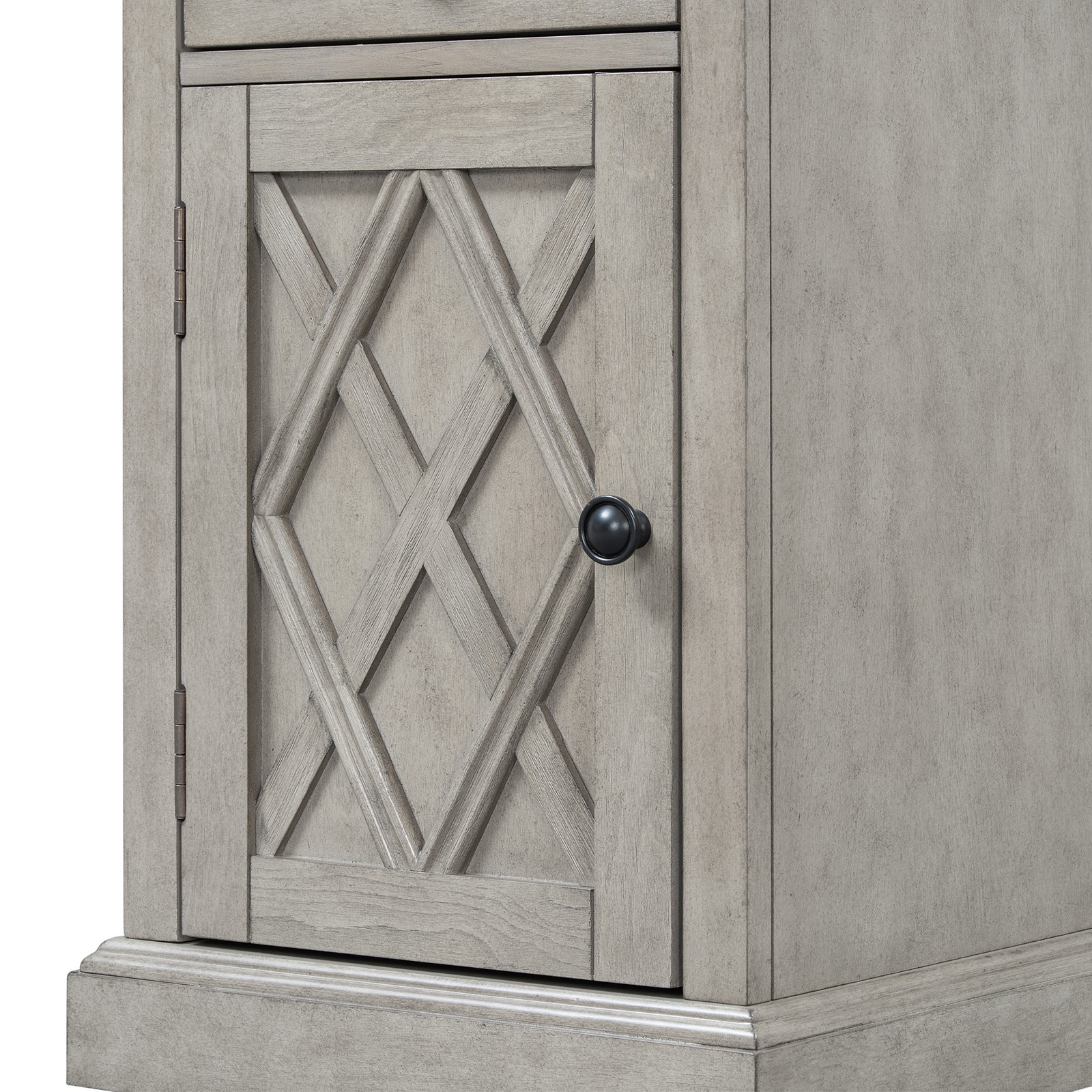 Classic Charging End Table with USB Ports & Storage Antique Gray