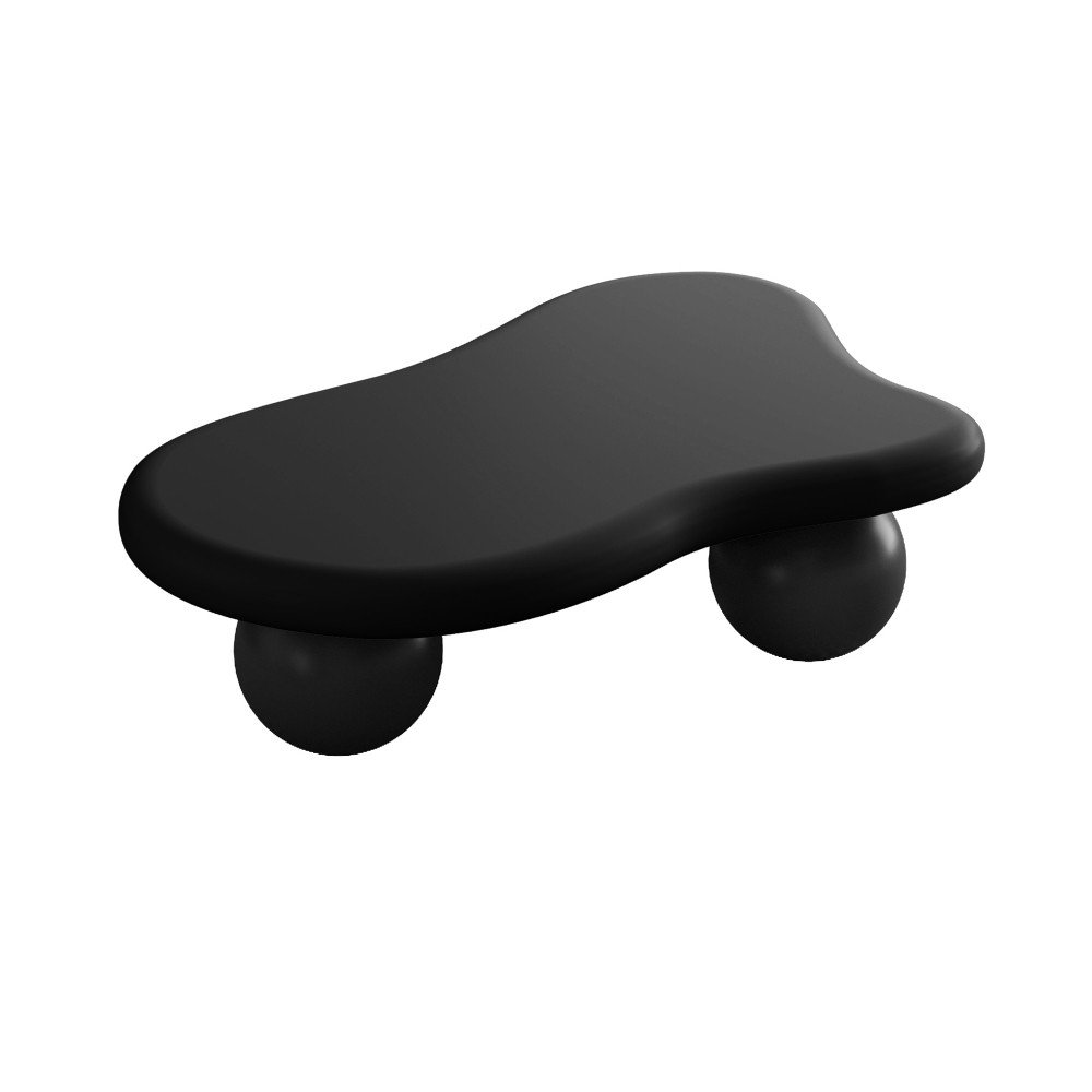 40 Inch Cloud Shaped Coffee Table with 3 Ball Legs for Living Room, Cream White