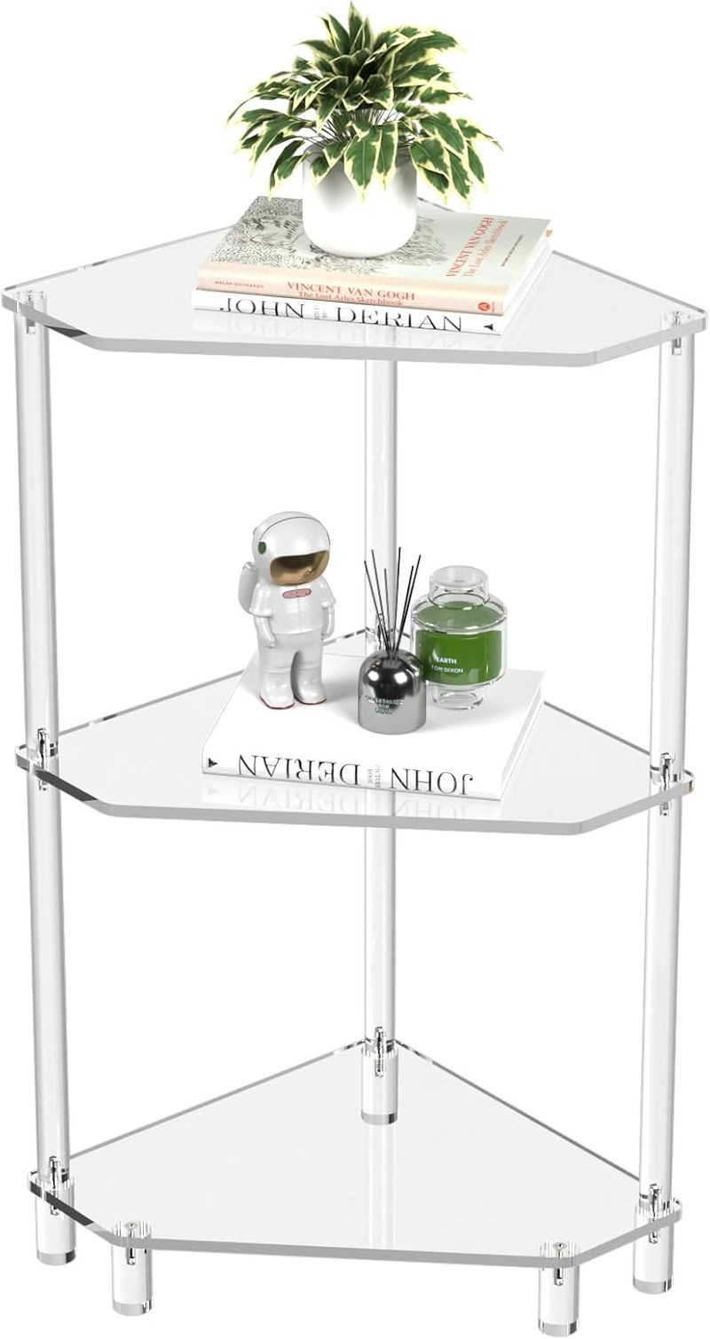 Stylish Acrylic 3-Tier Corner Side Table for Any Room – 11.8” x 26