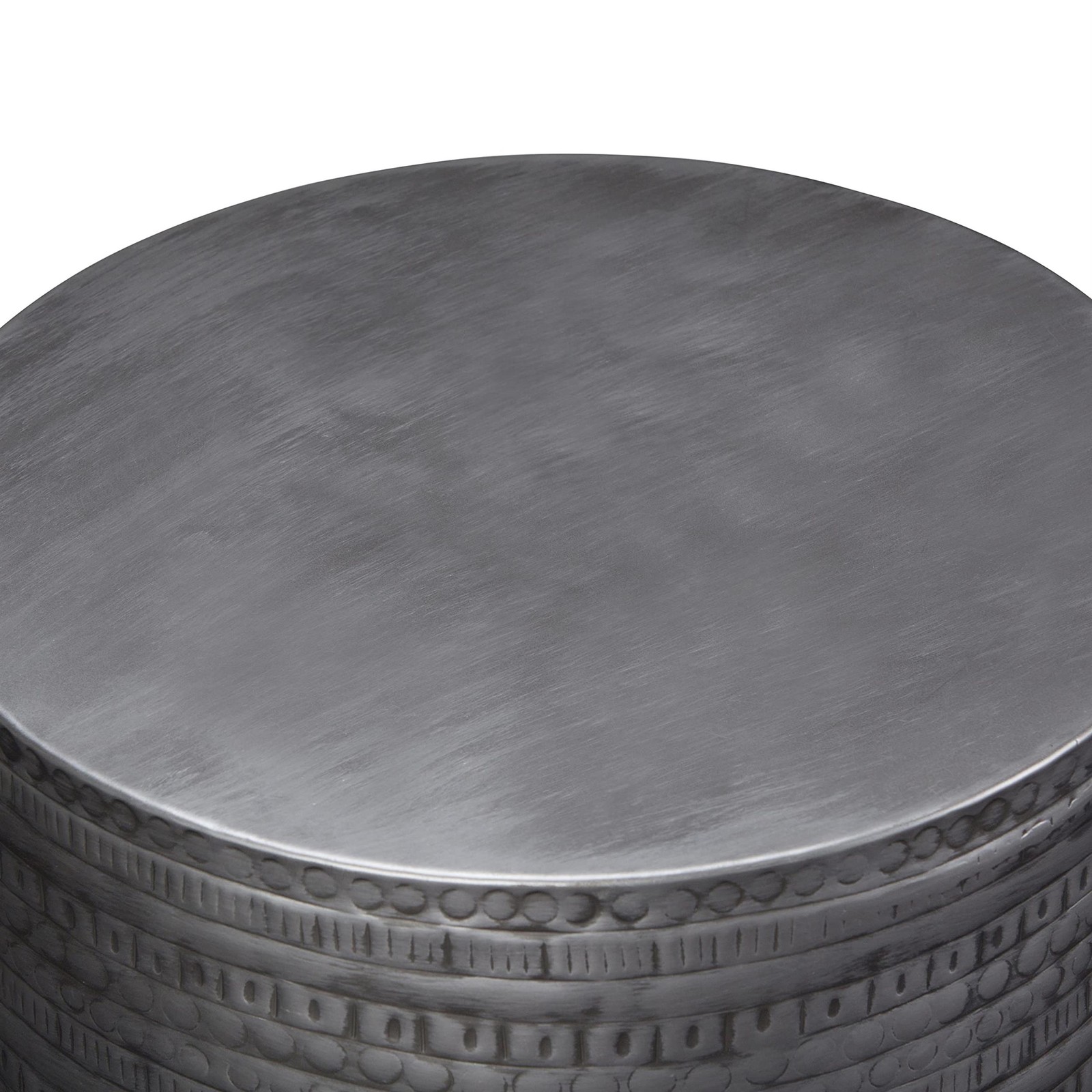 Maklaine 15″ W Metal Large Accent Side Table in Antique Silver