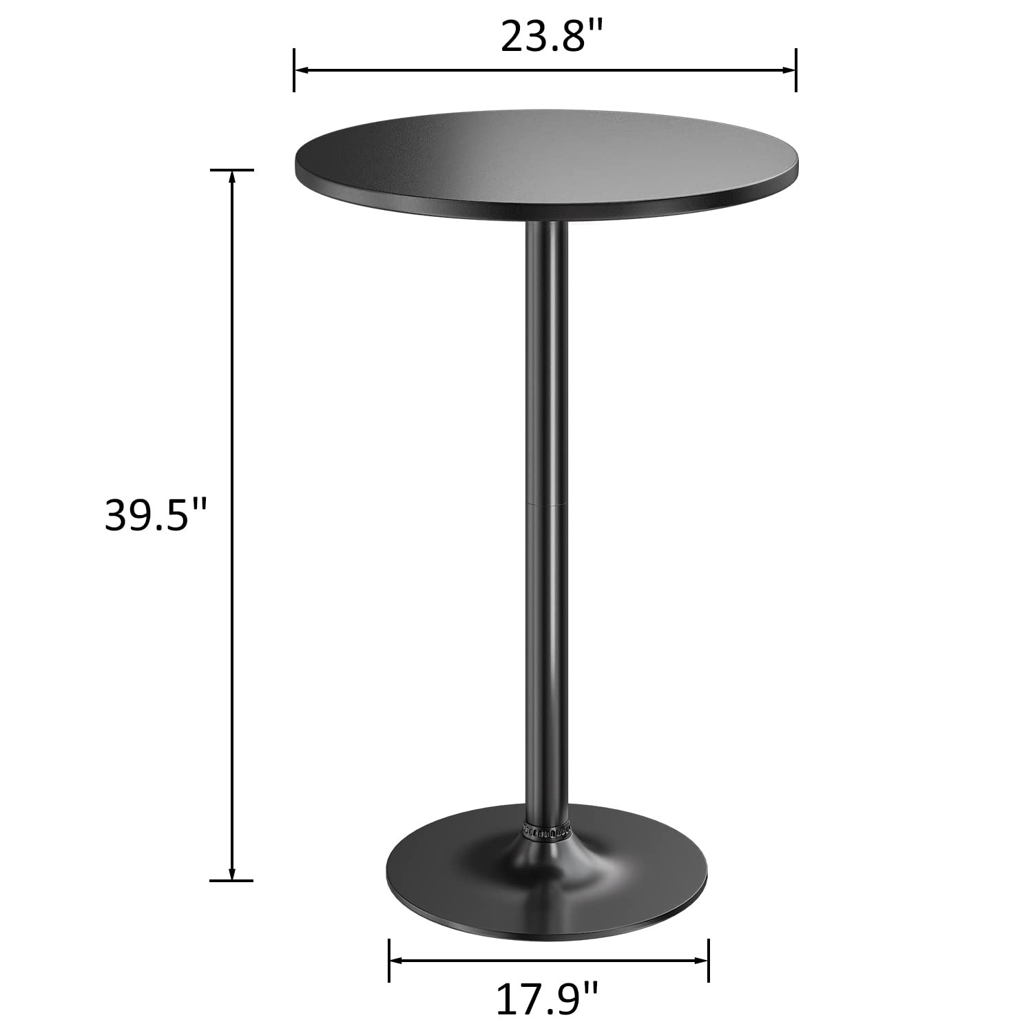 Bistro Pub Table Round Bar Height Cocktail Table Metal Base MDF Top Obsidian …