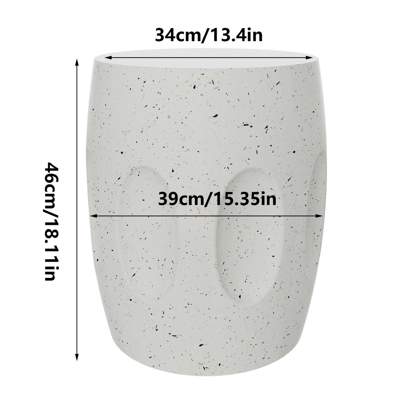 Lightweight Round Concrete Side Table Outdoor Indoor Accent Patio Living Room