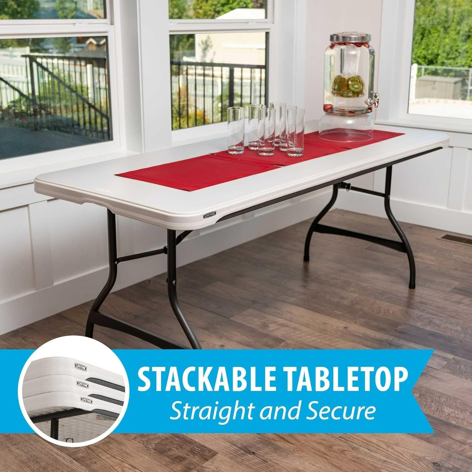 6 Foot Commercial Nesting Folding Table Almond Color