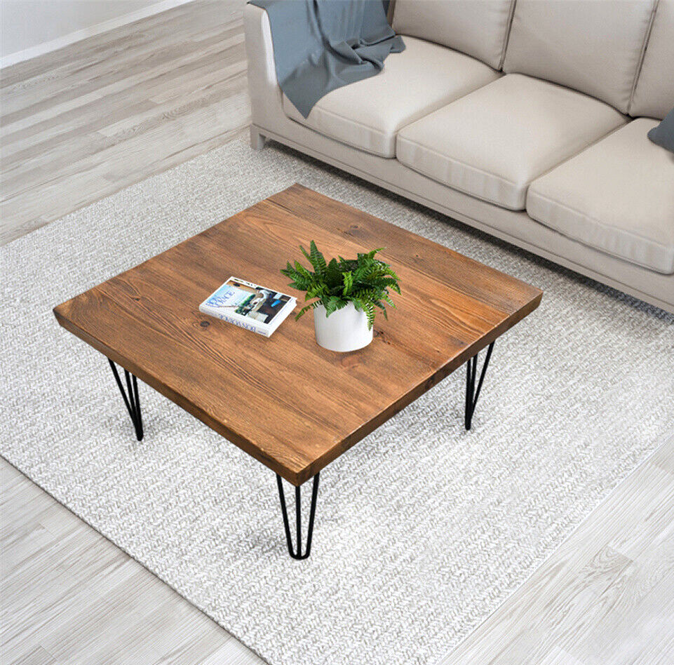 Rustic Square Old Pine Wooden Coffee Table Home Furniture for Living Room Decor