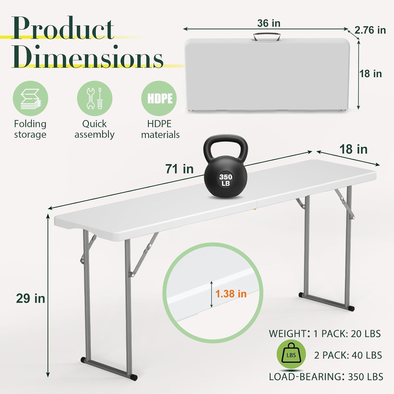 Elegant 6 FT Folding Table with Anti-Fold Safety Locks – Indoor/Outdoor Use