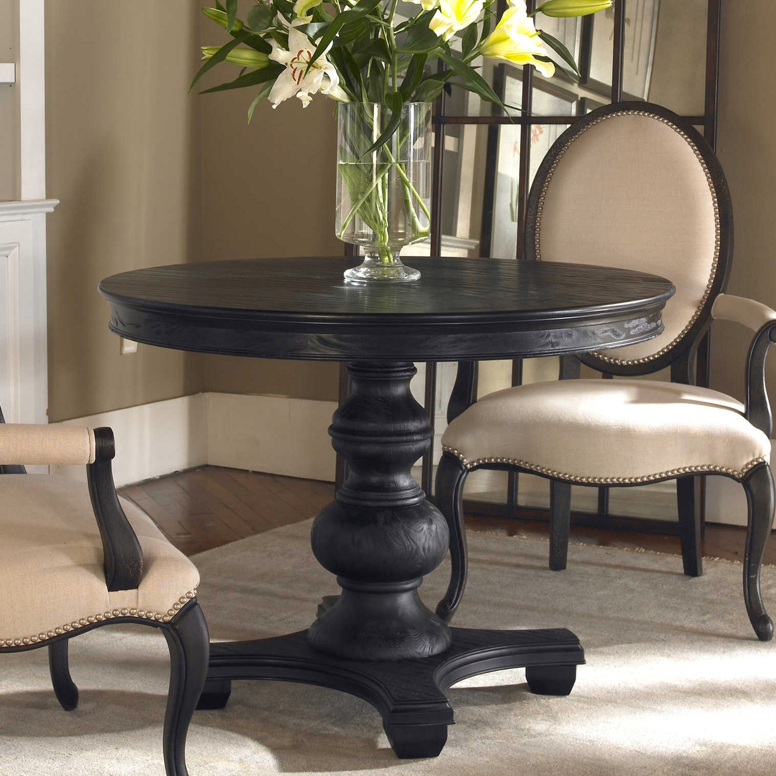 Uttermost 24310 Brynmore 42″ Round Satin Black Pedestal – MultiColor