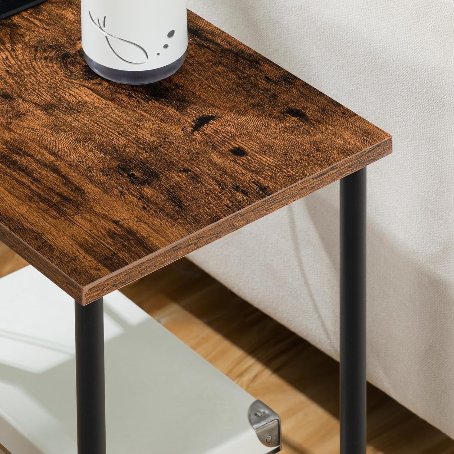 Stylish Side Tables with Charging Stations – Rustic Brown Finish for Any Room