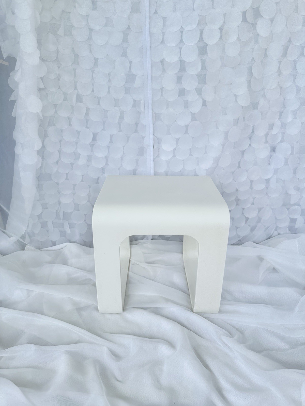 Vintage White Square MODERN CONTEMPORARY End Table OPEN Corian Stone Art Display