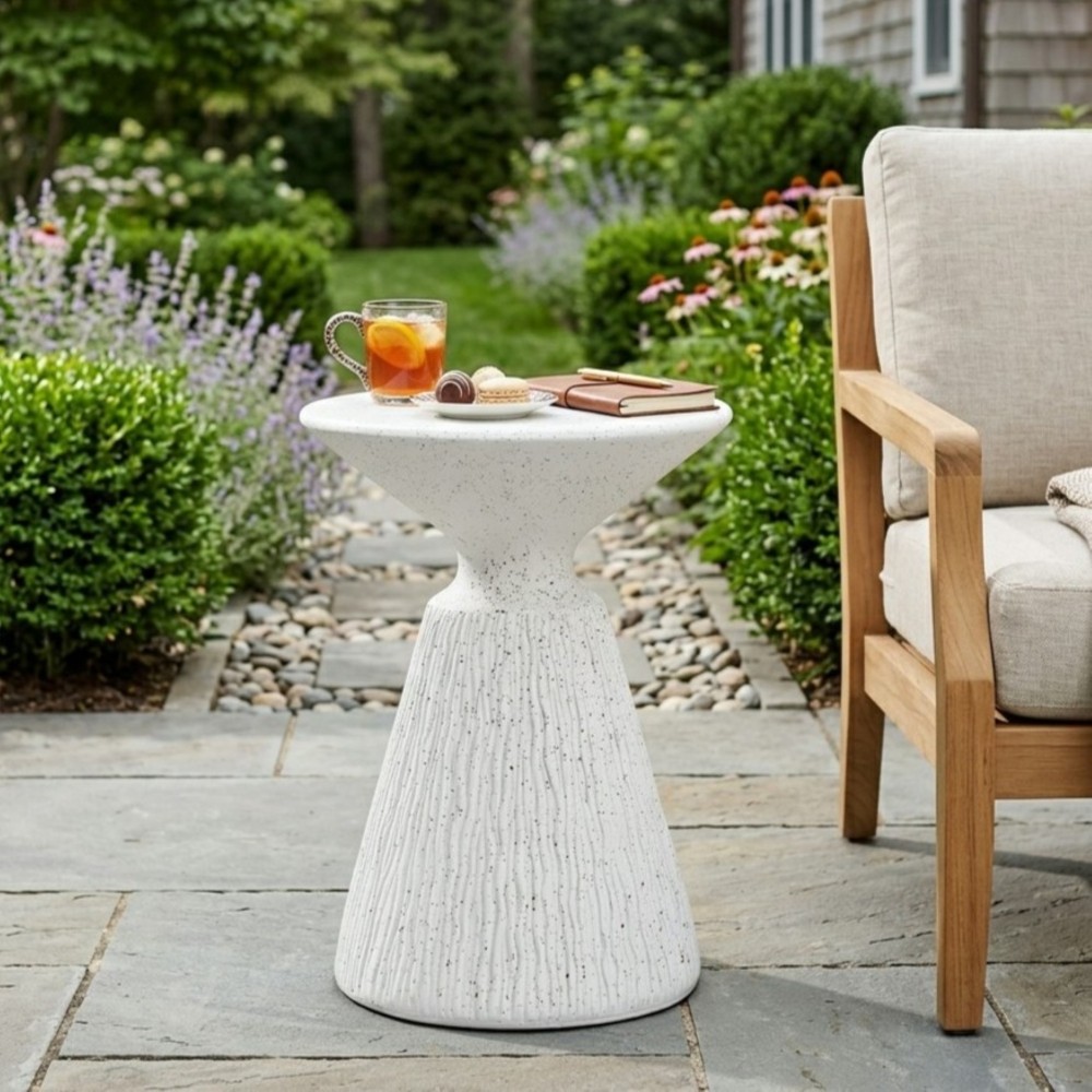 Marble Retro Speckled MGO Side Table All-Weather Indoor Outdoor End Table