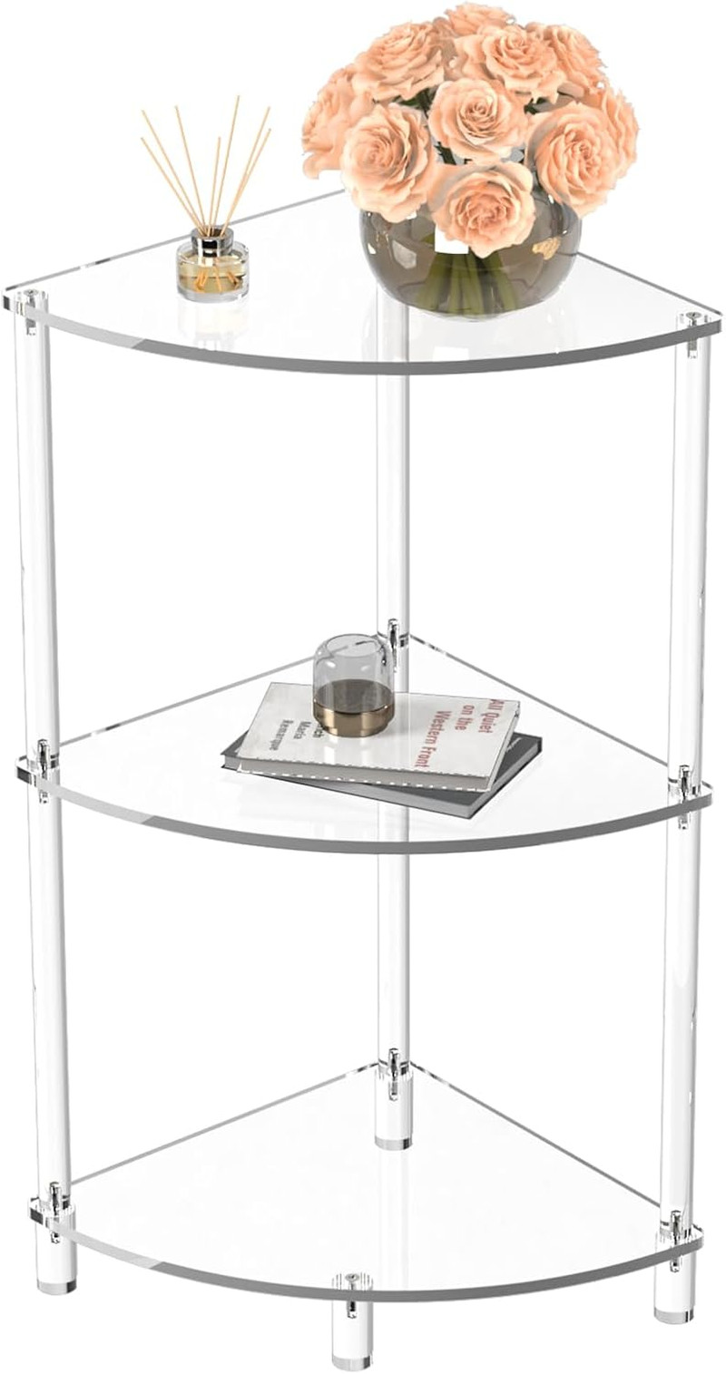 Acrylic Triangle Corner Table – 3 Tier Side Table for Any Room, 11.8”x26