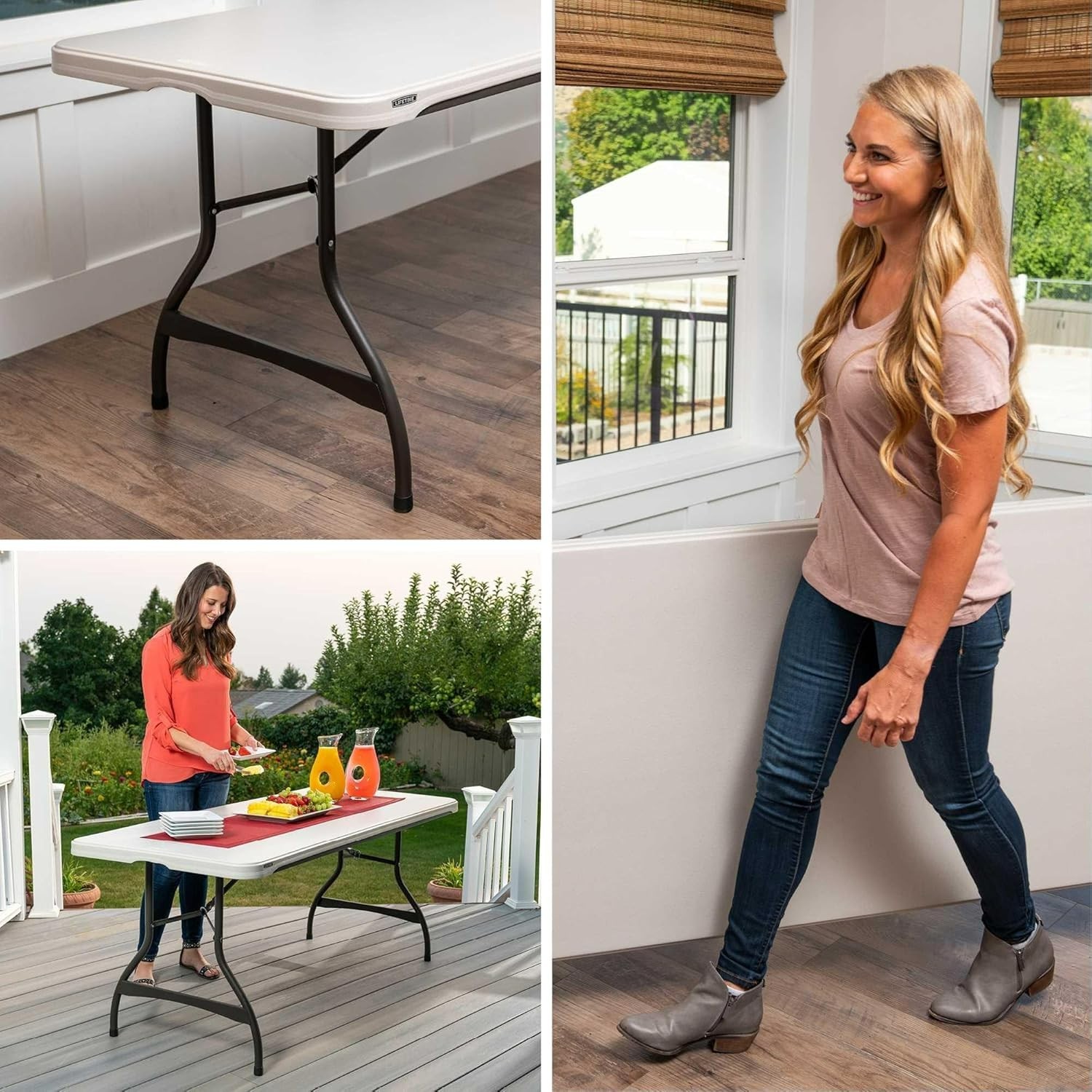 6 Foot Commercial Nesting Folding Table Almond Color
