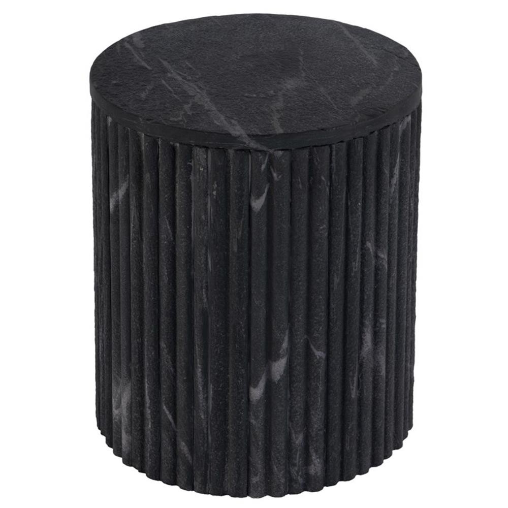 Beaumont Lane Modern 15″W Round Marble and Wood Side Table in Gray