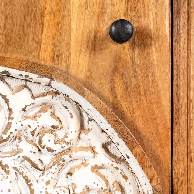 Handmade Wooden Nightstand Hand Painted Artisan Bedside Table