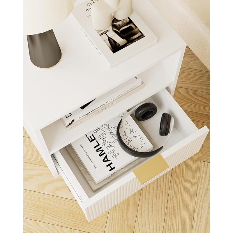 Compact Modern Nightstand Stylish Bedside Table W/ Drawer Bedroom Living Room US