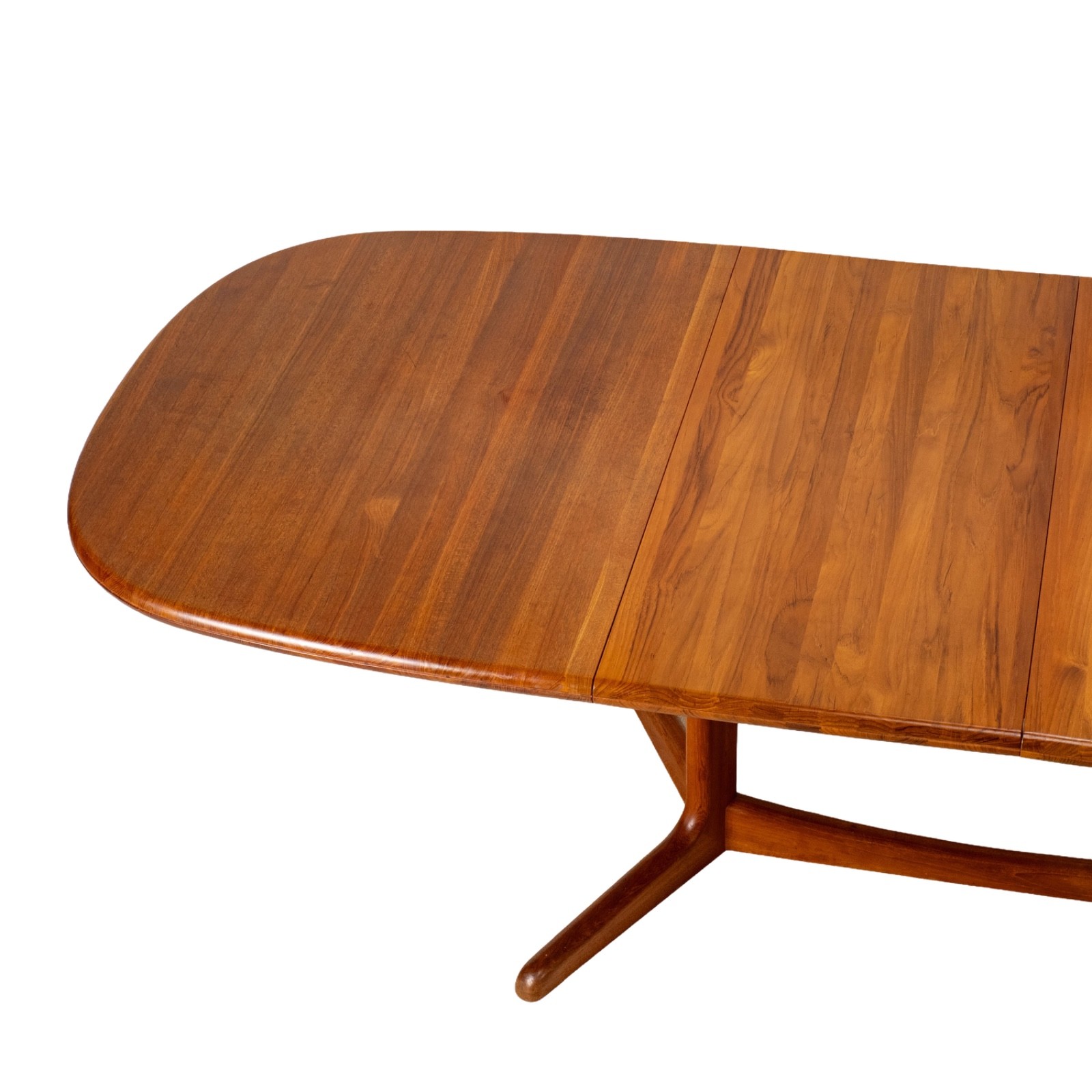 D-Scan Danish Modern Solid Teak Expandable 102″ Dining Table W/ Two Leafs