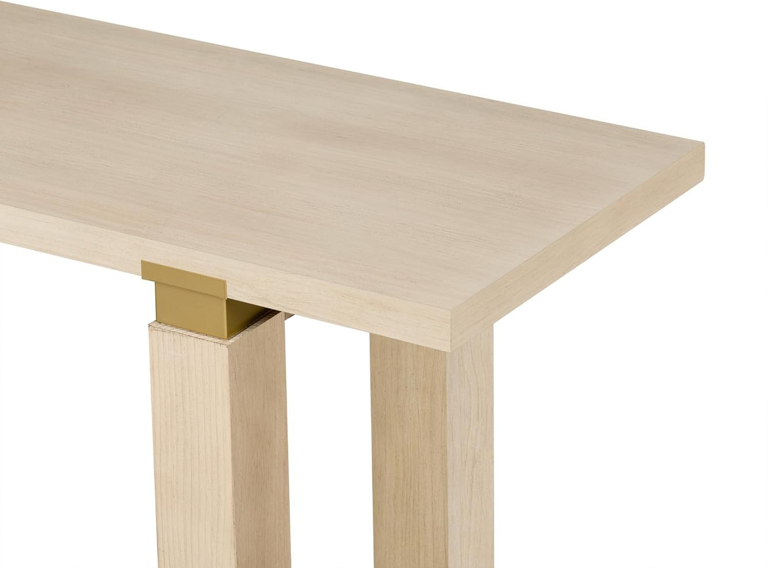 Minimalist Console Table, Solid Wood Entryway Table w/Shelf and Metal Accents