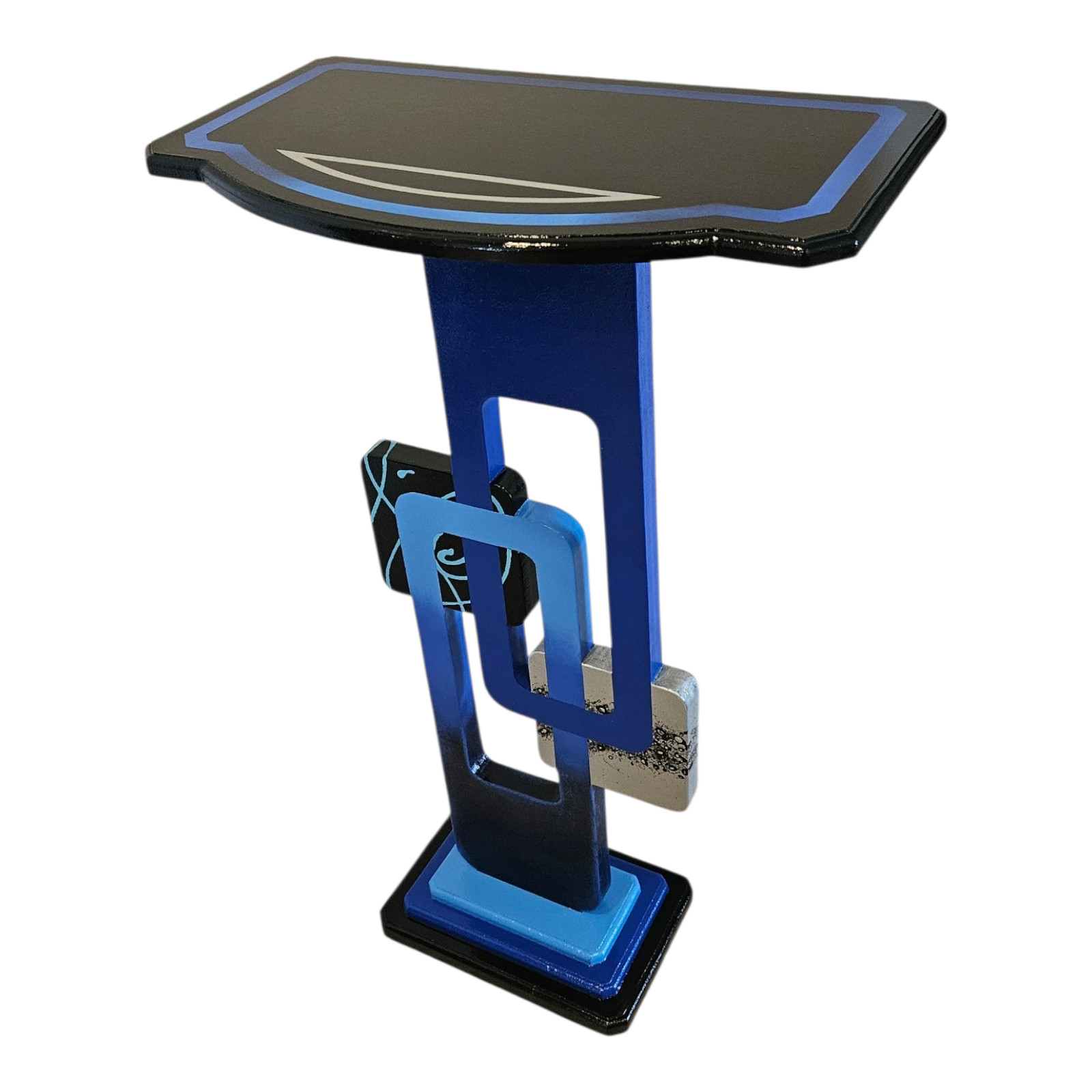 Cobalt Blue Abstract table, Contemporary modern accent end table, 30″ by Art69