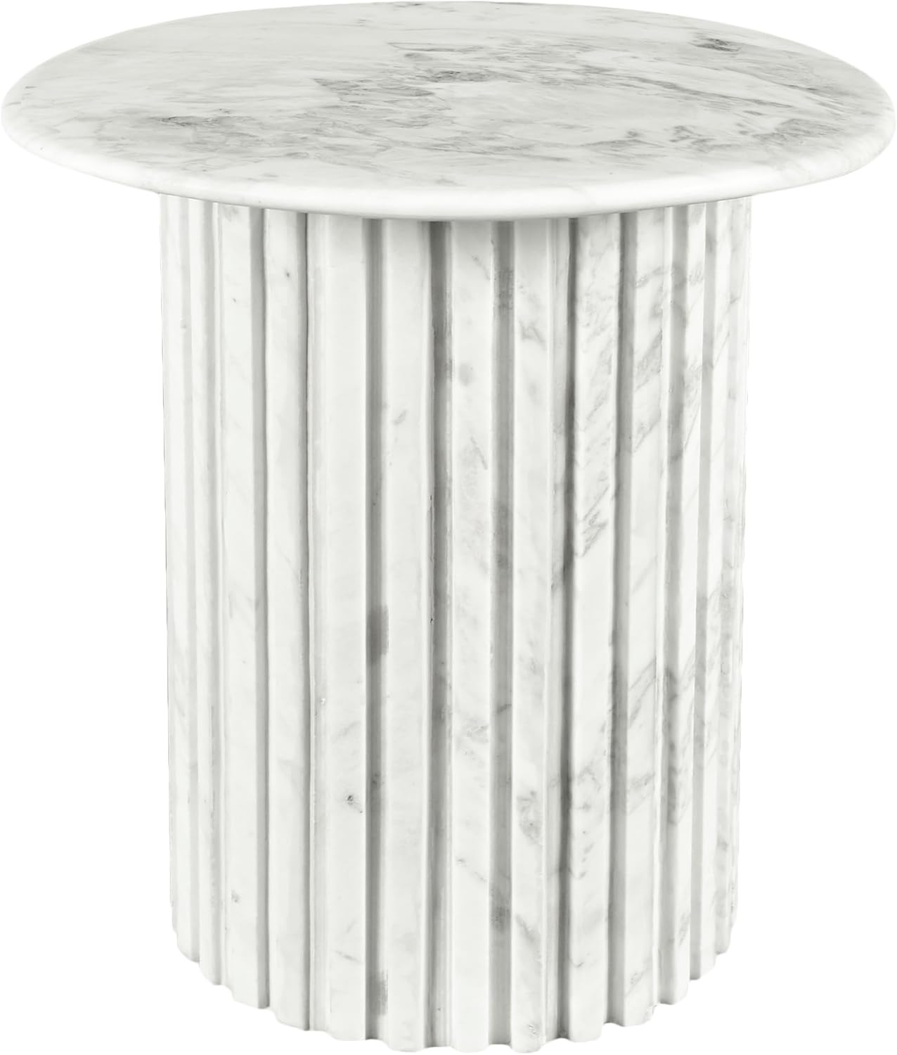 Art Deco White Marble End Table with Grey Veining – Genoa Collection 18
