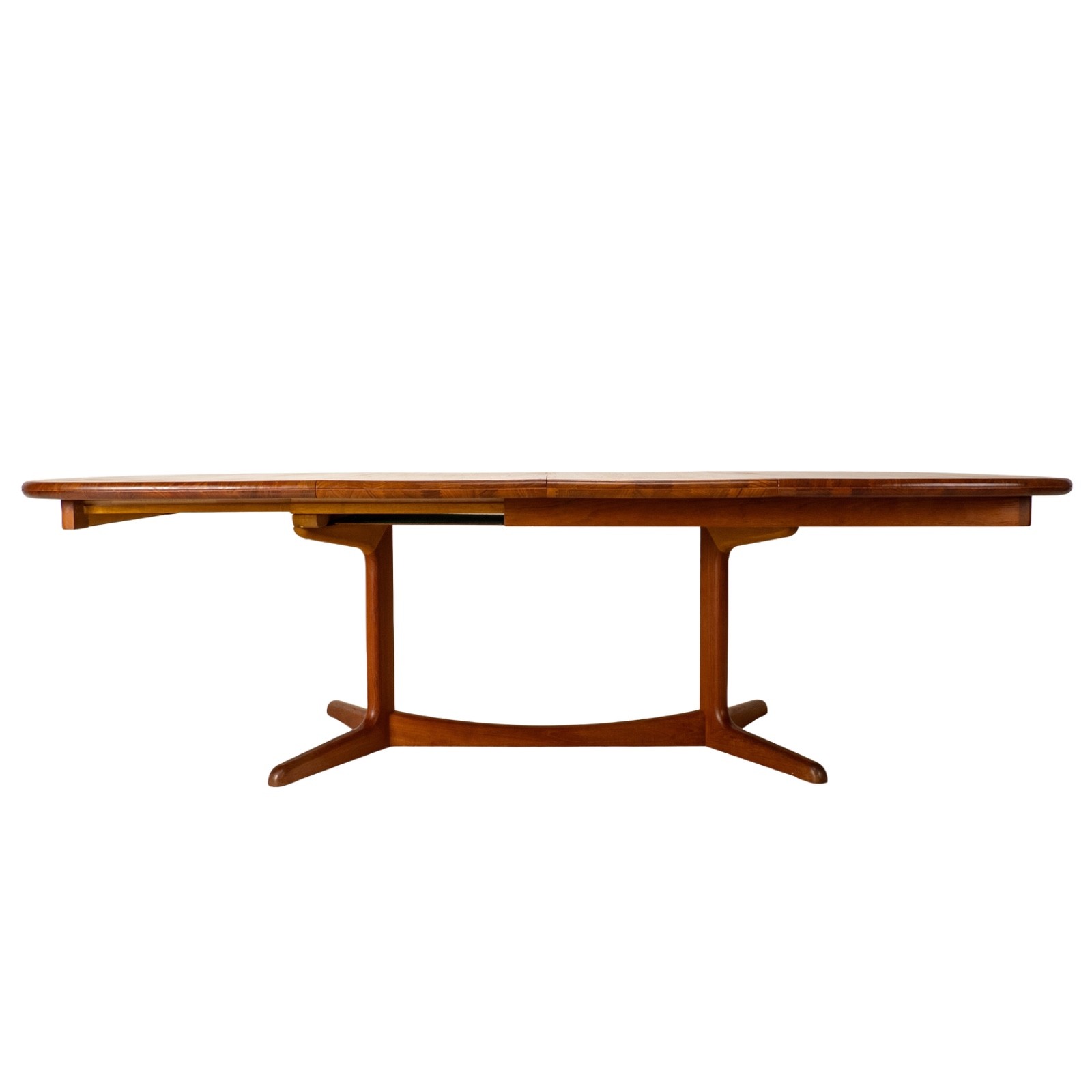 D-Scan Danish Modern Solid Teak Expandable 102″ Dining Table W/ Two Leafs