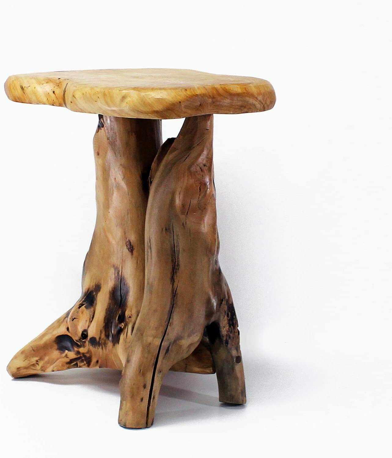 Rustic Primitive Natural Cedar Root Wood Log Side End Table Chair Home Garden