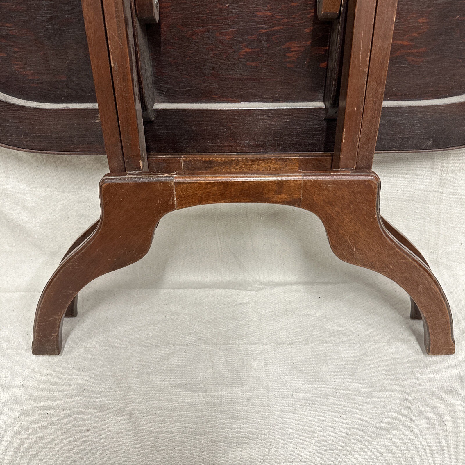 Mid Century Triangular Folding Corner Table Unique MCM Wooden Rounded Corner