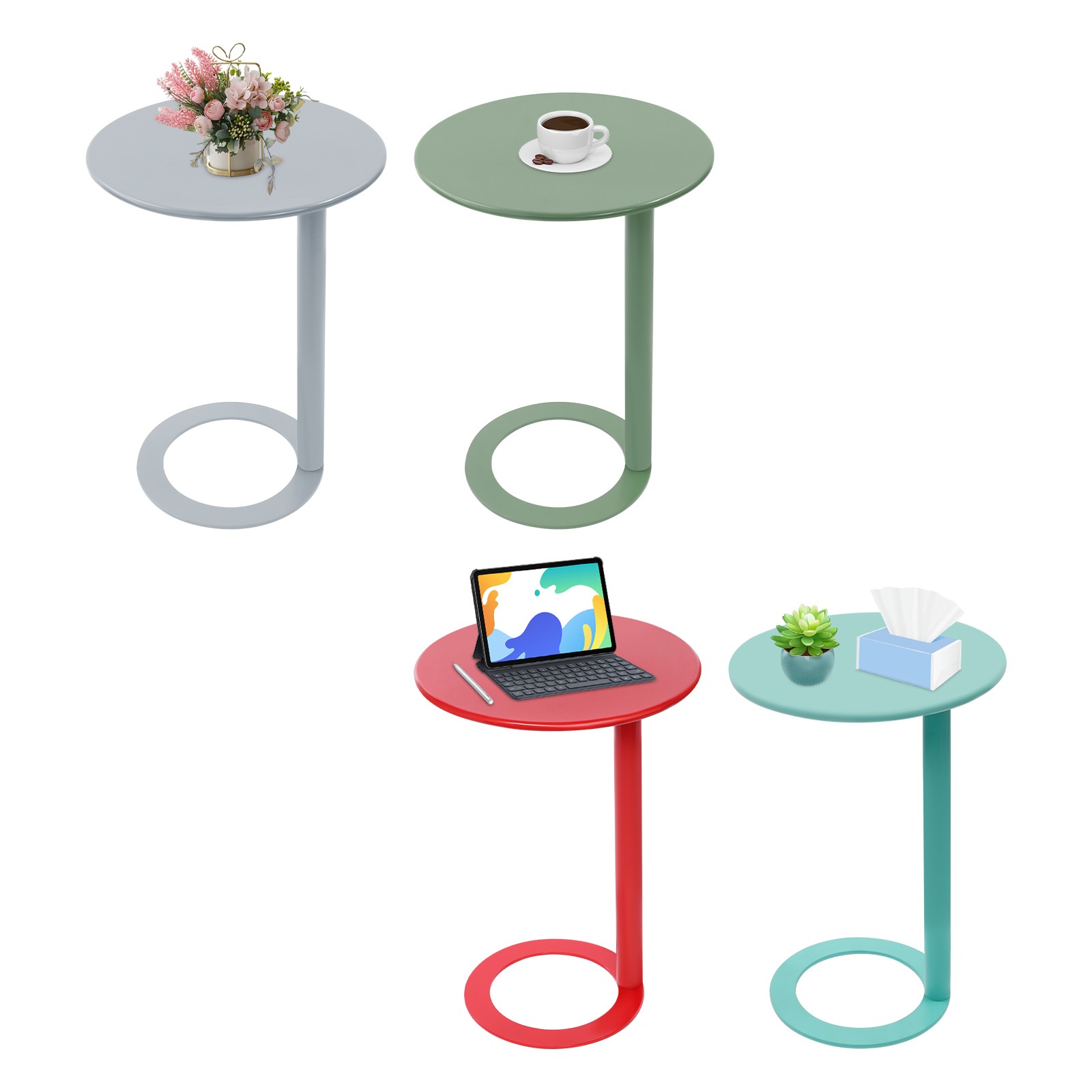 C-Shaped Round Side Table, C-Shaped Coffee Table, C-Shaped Side Table With O-Sha