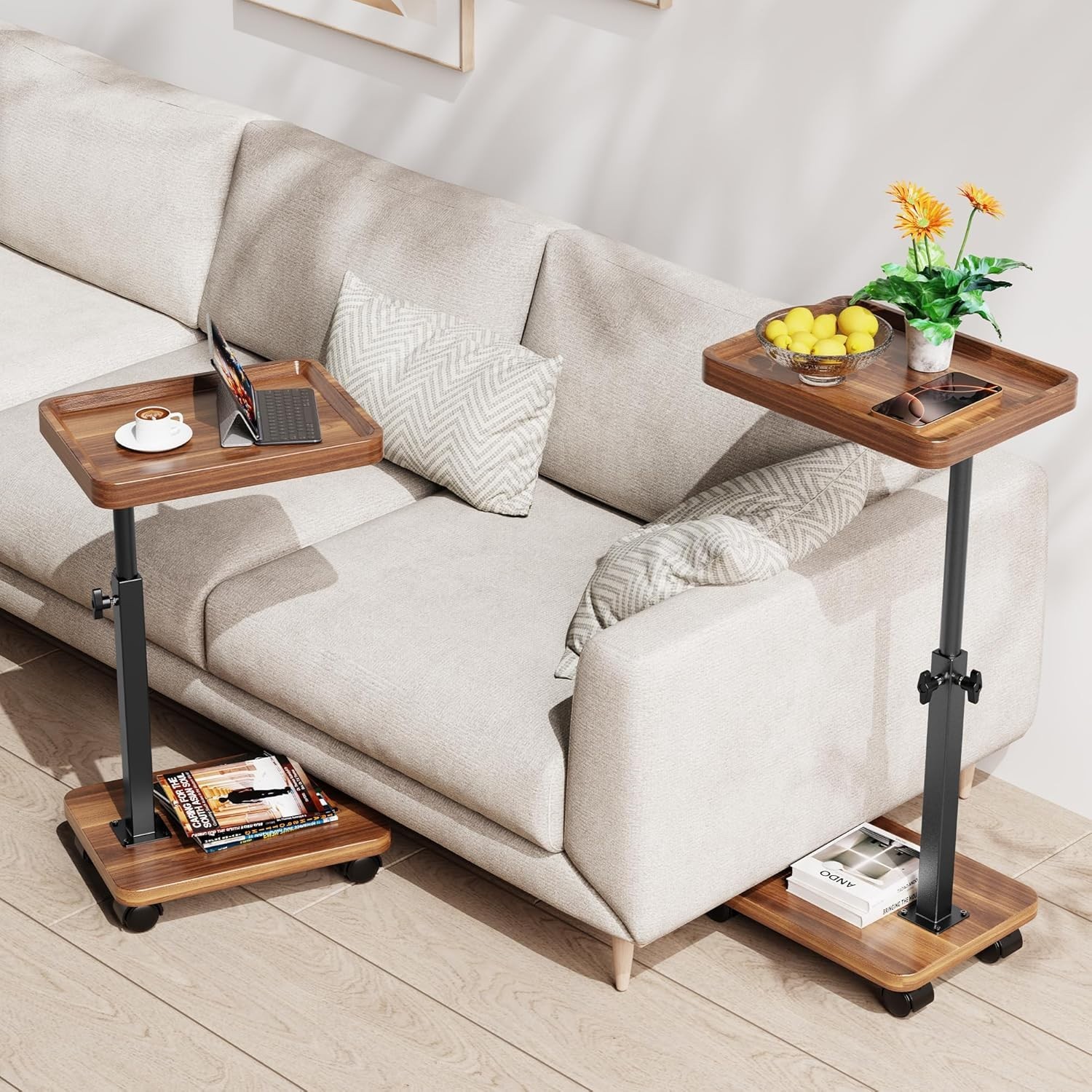 Versatile Swivel Side Table on Wheels – Ideal for Living Room & Bedroom Use