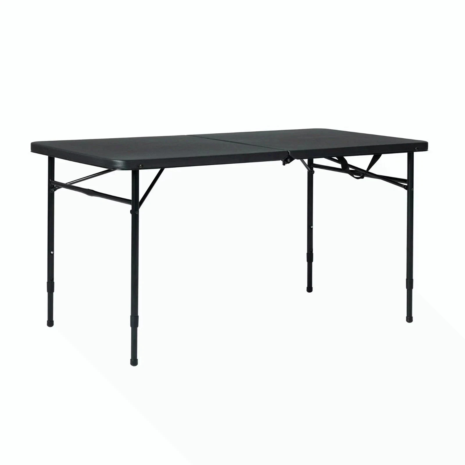 Mainstays 4 Foot Fold-in-Half Adjustable Folding Table, Rich Black
