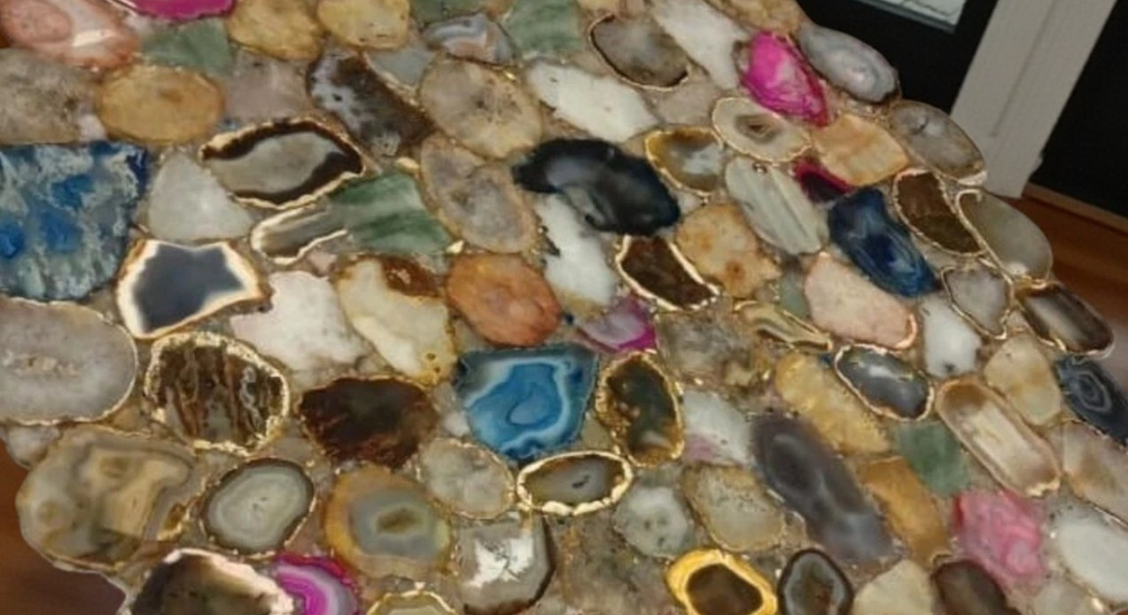 Multicolor Agate Corner Table , Agate Slab , Agate Coffee Table , Handmade Table
