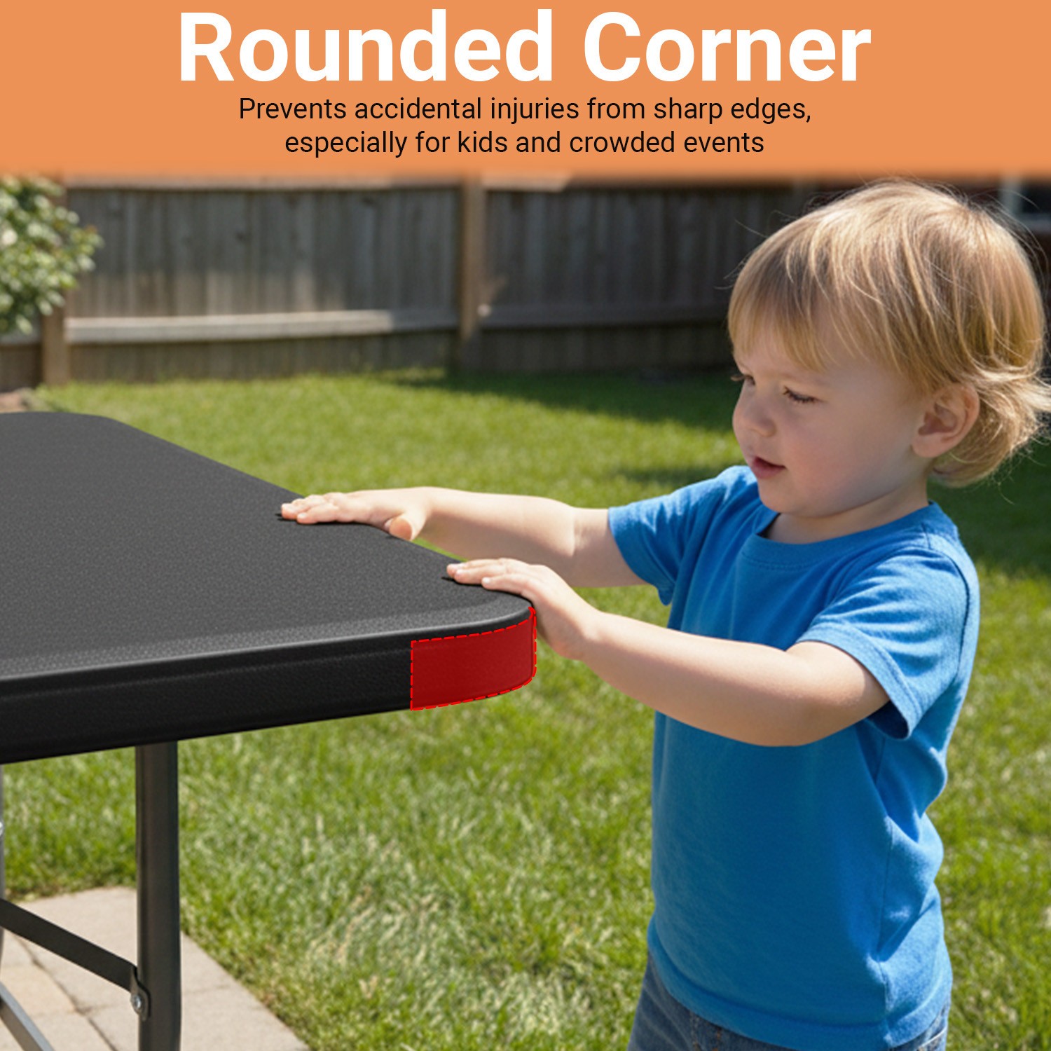 6FT Folding Table Portable Plastic Table w/ Carry Handle Waterproof & Foldable