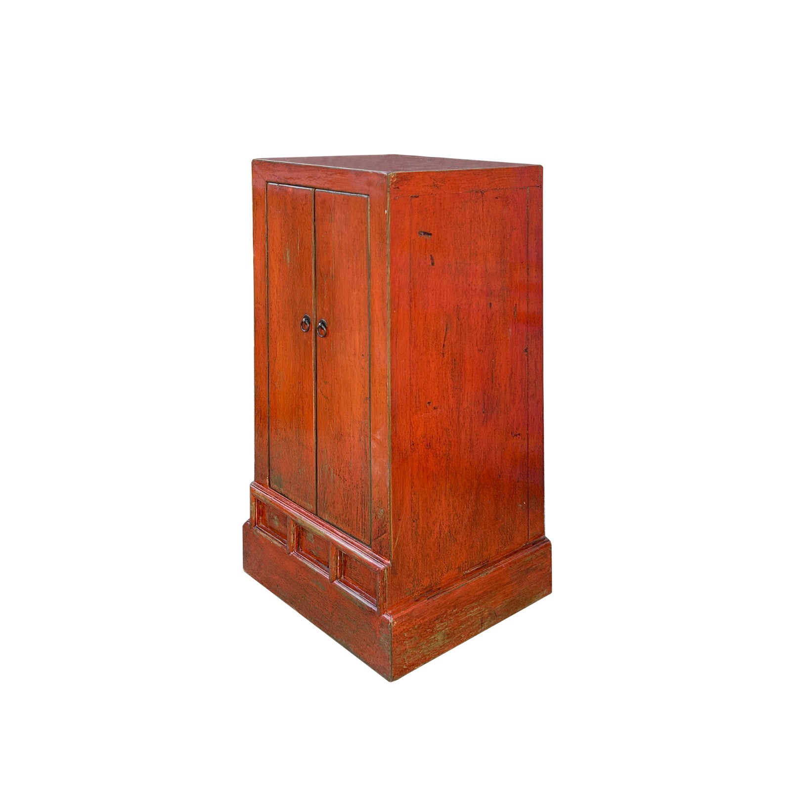 Distressed Orange Red Color Slim End Table Nightstand Cabinet ws4373