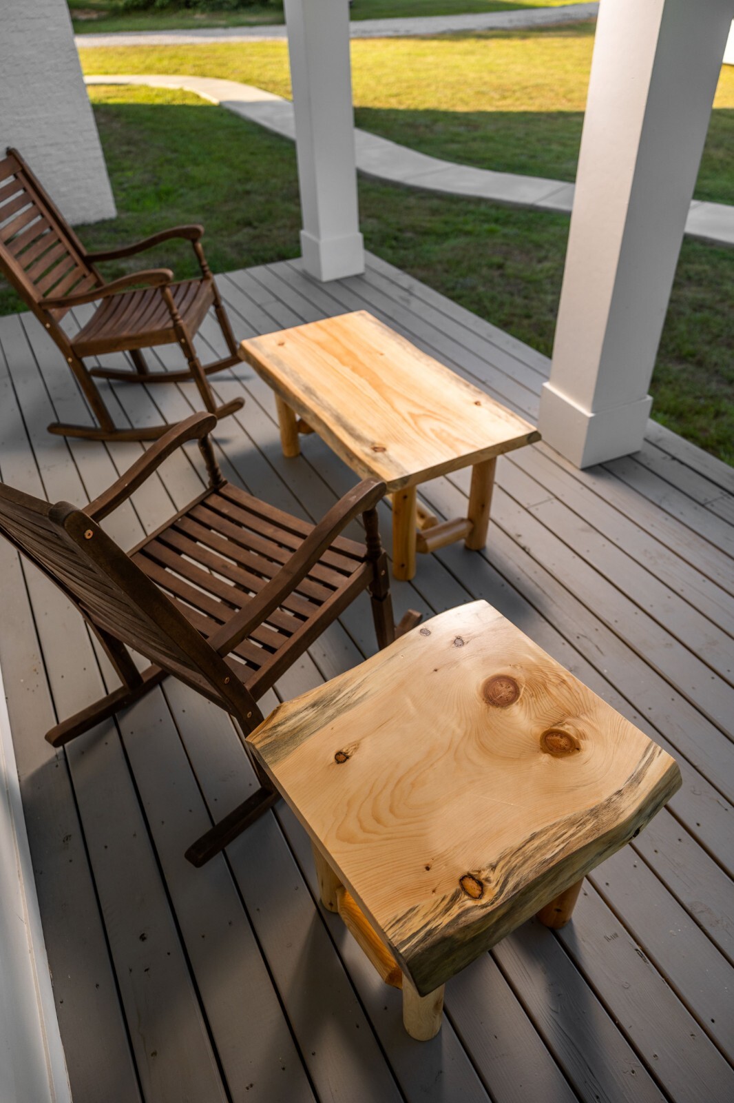 Rustic Pine and Cedar Log Coffee and End Table Set Cabin Furniture Live Edge