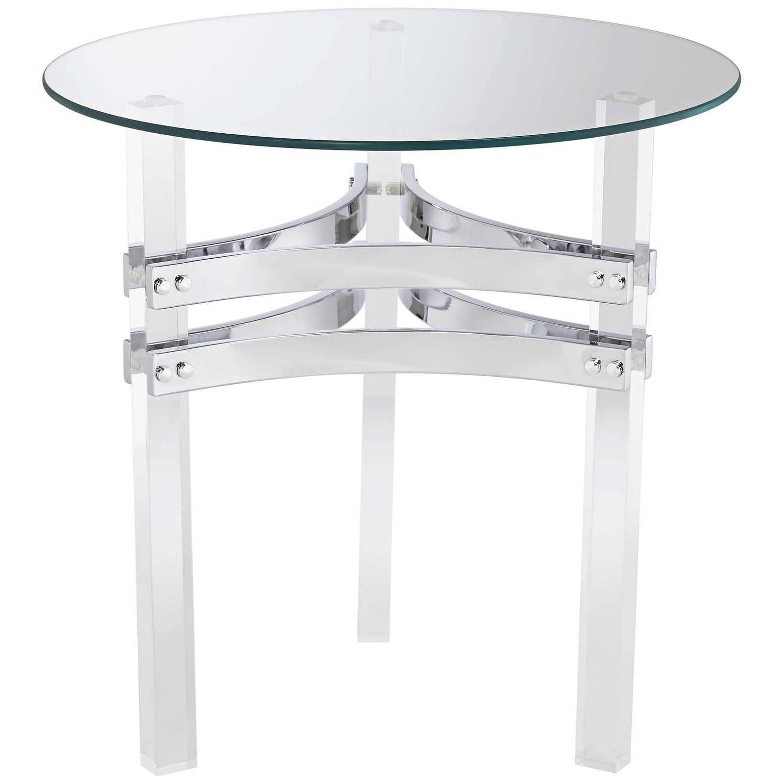 Serenity Modern Acrylic Round Accent Table 23 3/4″ Wide Clear Glass Living Room