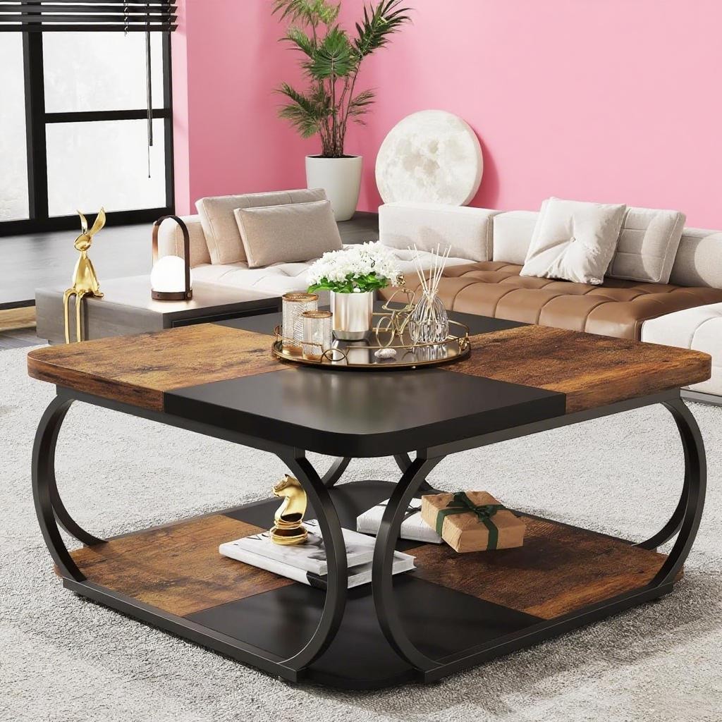 Square Coffee Table Features A Unique Two-tier Design