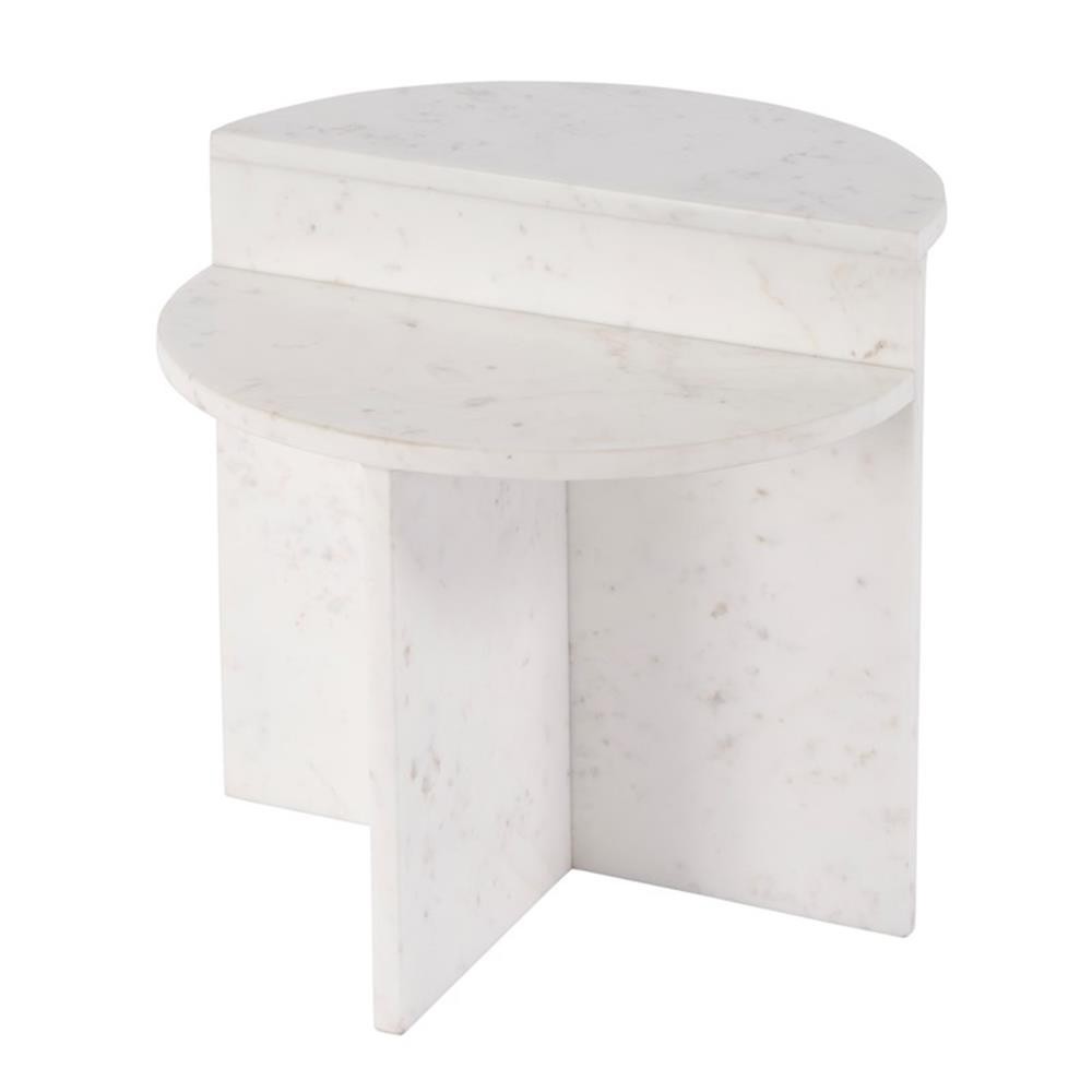 Pemberly Row Set of 2 19.5″W Round Marble Accent Tables in White