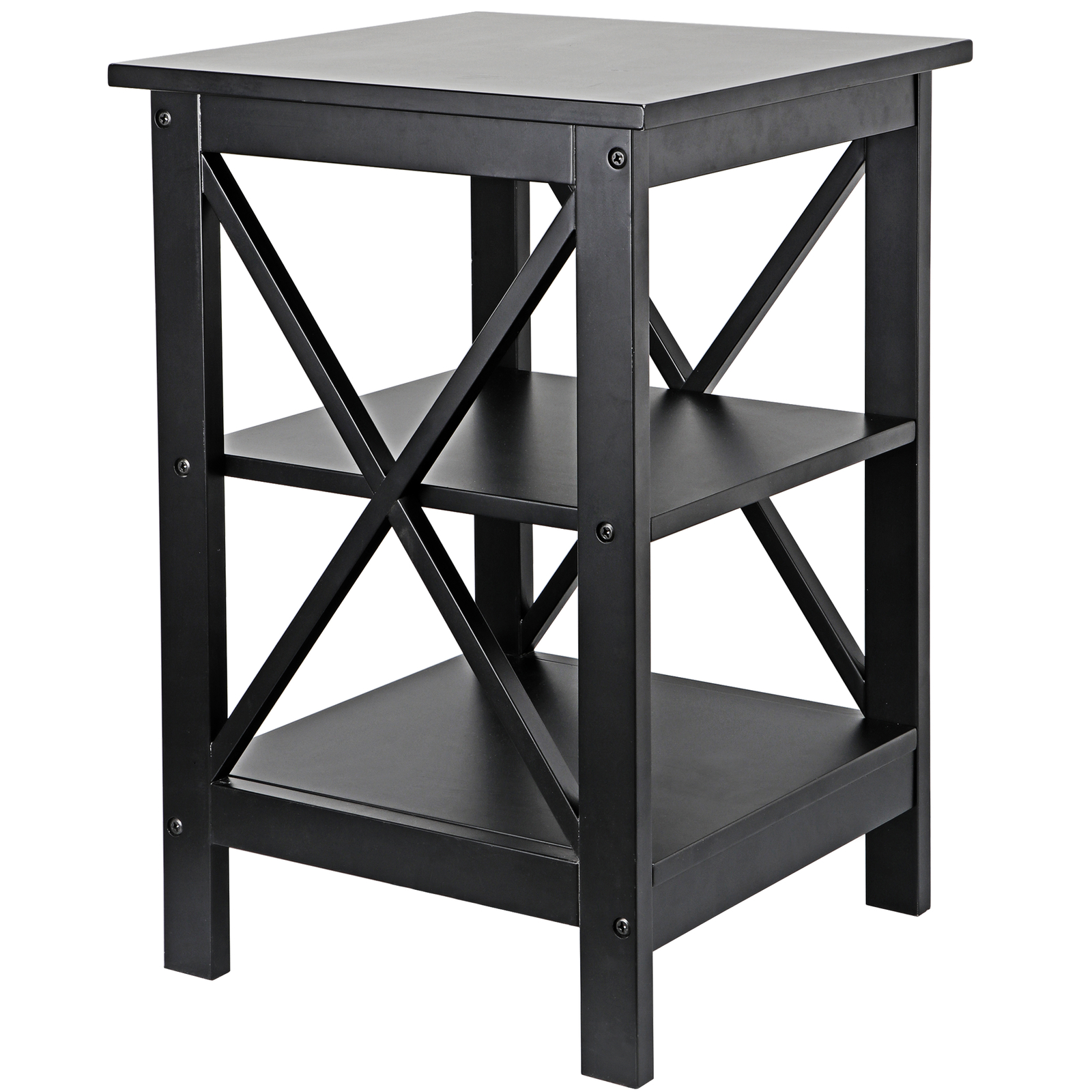 End Table Stand Beside TV Bed 3 Tier Saving Space for Bedroom Living Room